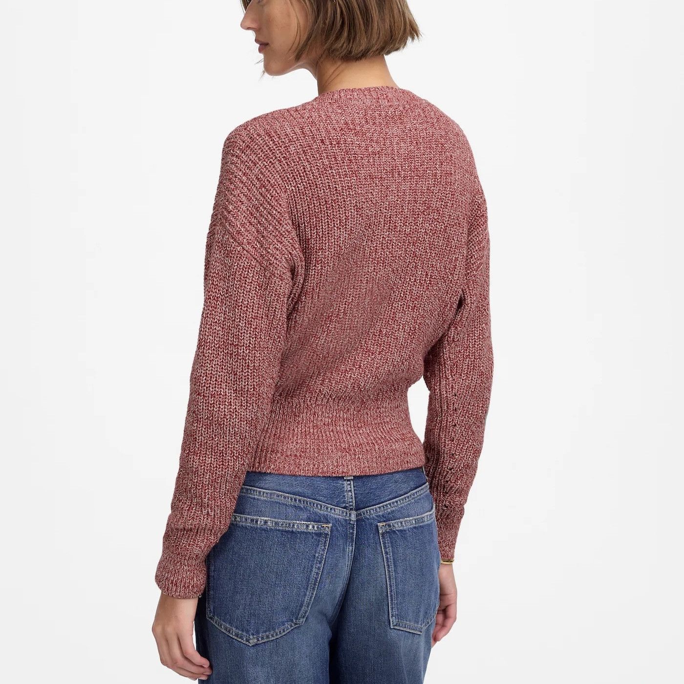 Madewell New Madewell Marled Cotton Ribbed Knit Lace Up Sweater NU660 Size XXL / US 16-18 / IT 52-54 - 3 Thumbnail