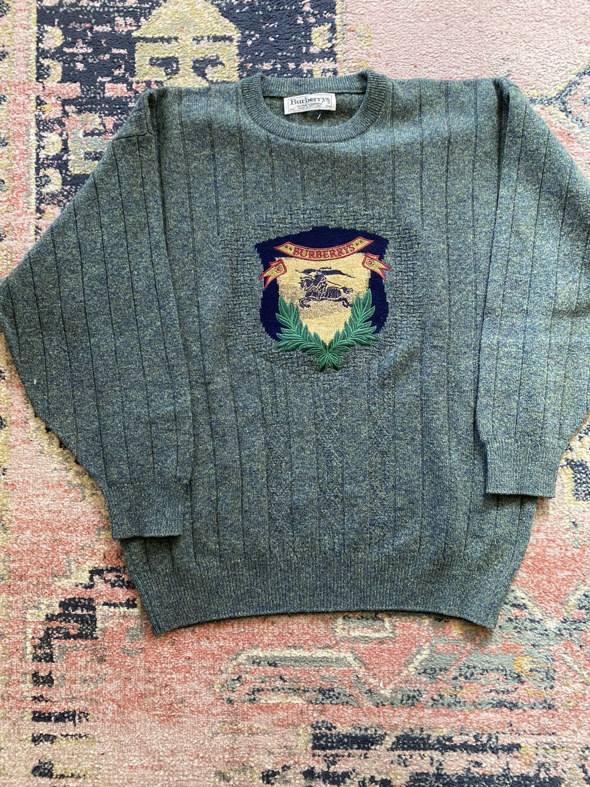 image of 80’S Burberry Sweater in Green, Men's (Size XL)