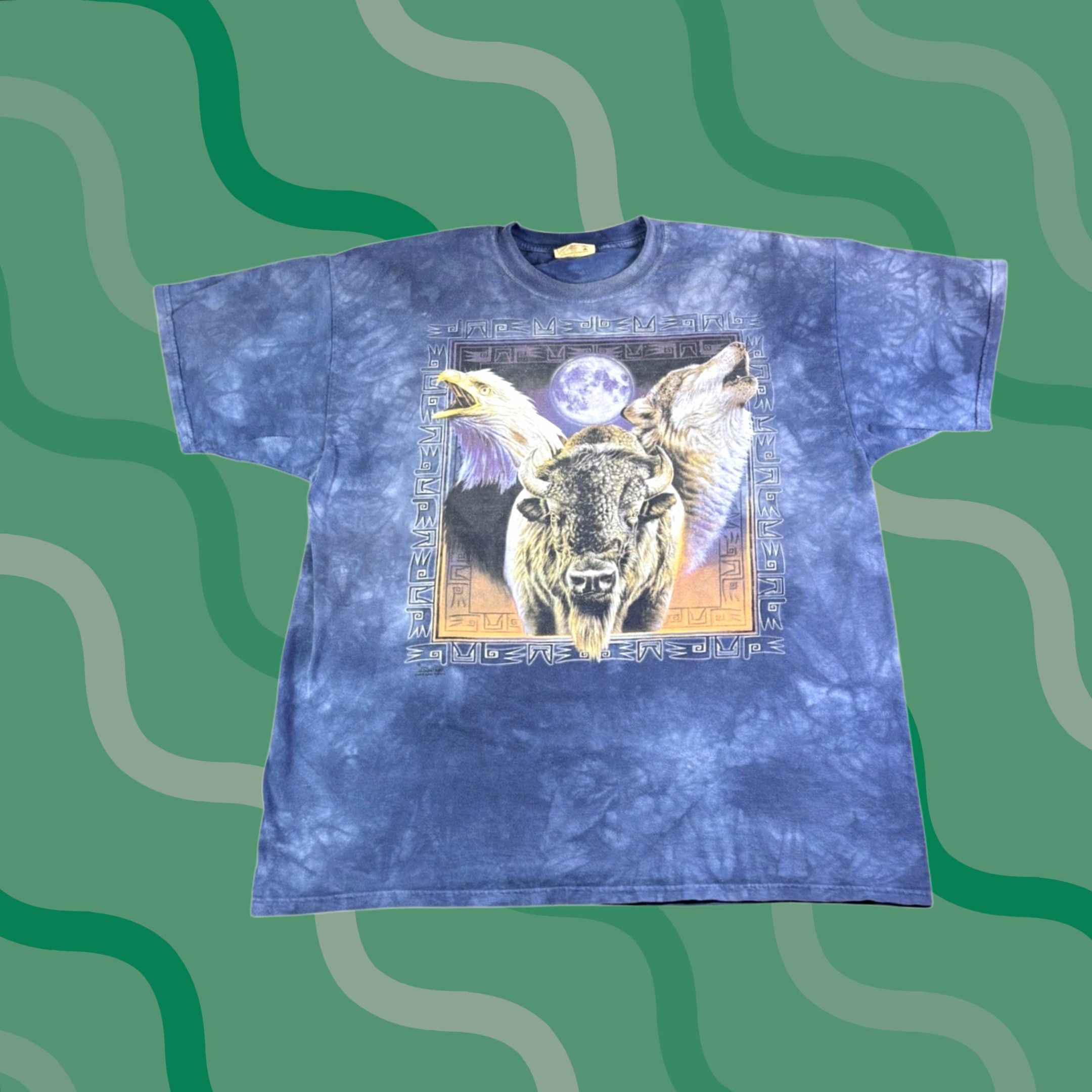 The Mountain VINTAGE The Mountain T-Shirt Graphic Print Crew Neck Short Sleeve Blue 2XL Men Size US XXL / EU 58 / 5 - 1 Thumbnail
