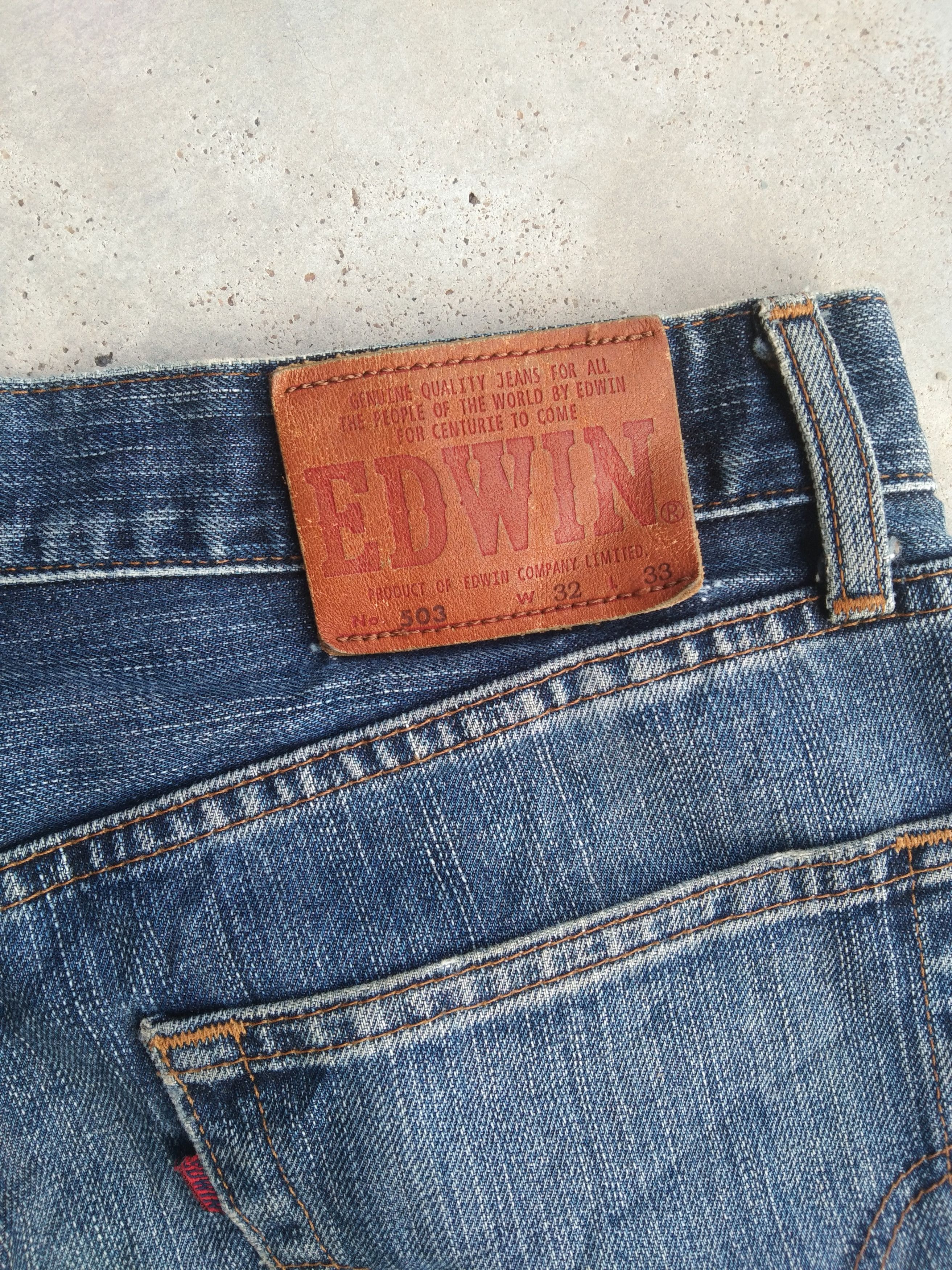 Japanese Brand Vintage Faded Blue Edwin 503 Distressed Jeans 31x34 Size US 31 - 3 Thumbnail