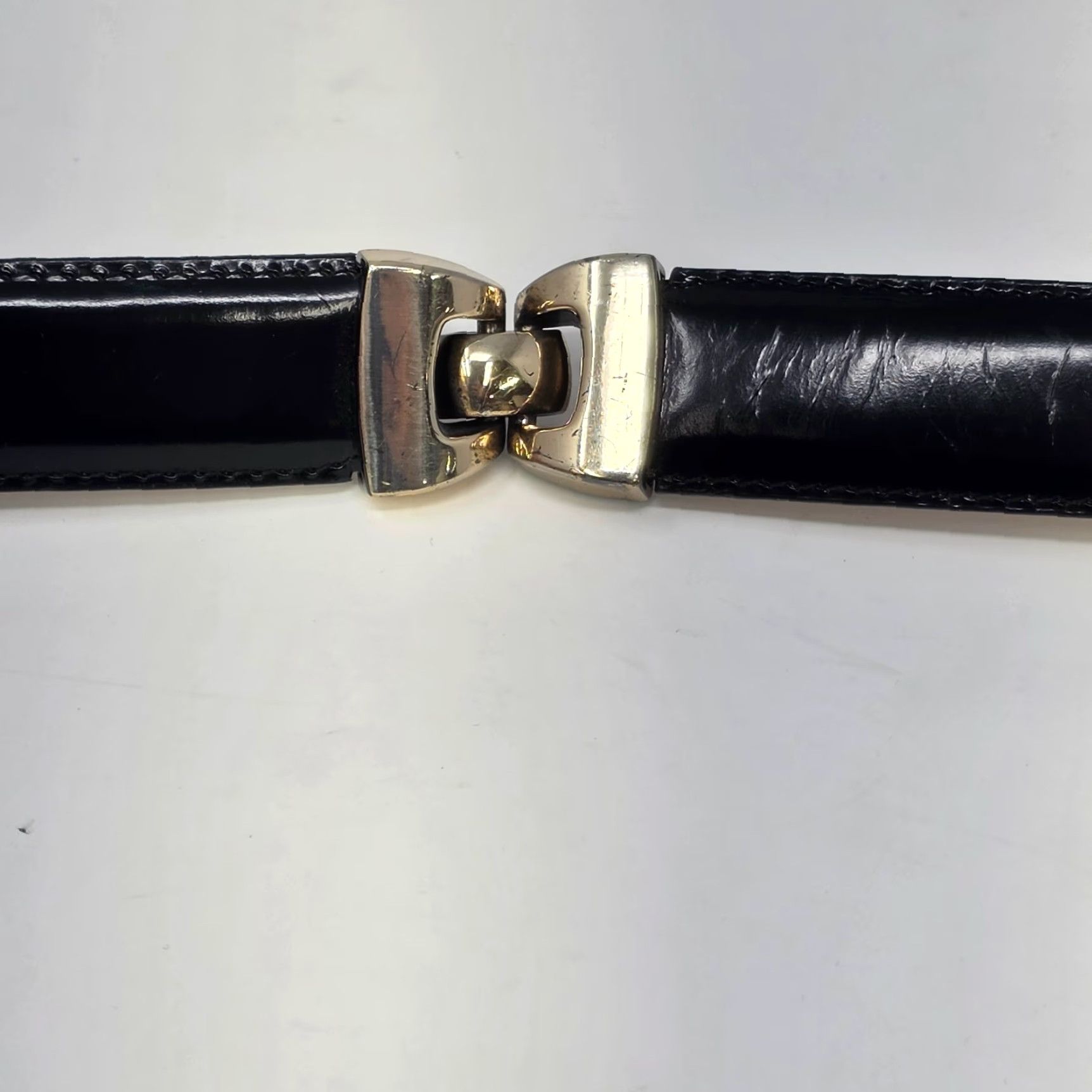 Talbots Talbots Belt Womens Medium Black Leather Swivel Joints Minimalist Classic Vintage USA Belt Size ONE SIZE - 4 Thumbnail