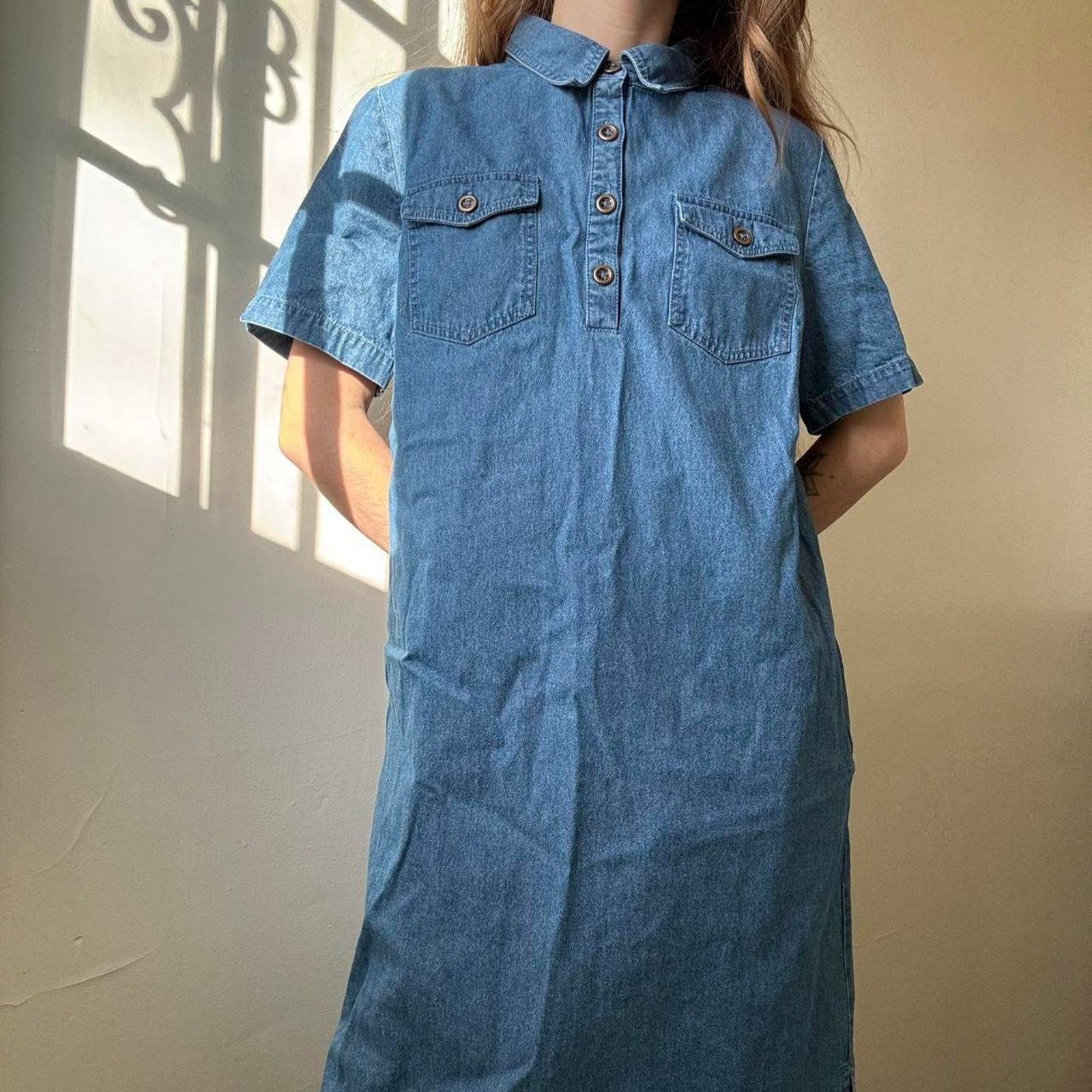 Vintage Vintage Draper’s & Damon’s Denim Dress Small Cotton Collared Size S / US 4 / IT 40 - 2 Thumbnail