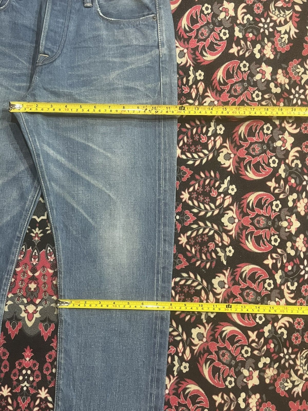 KURO Kuro “Dempsey” Classic Blue Whisker Washed Selvedge Jeans Size US 30 / EU 46 - 18 Thumbnail