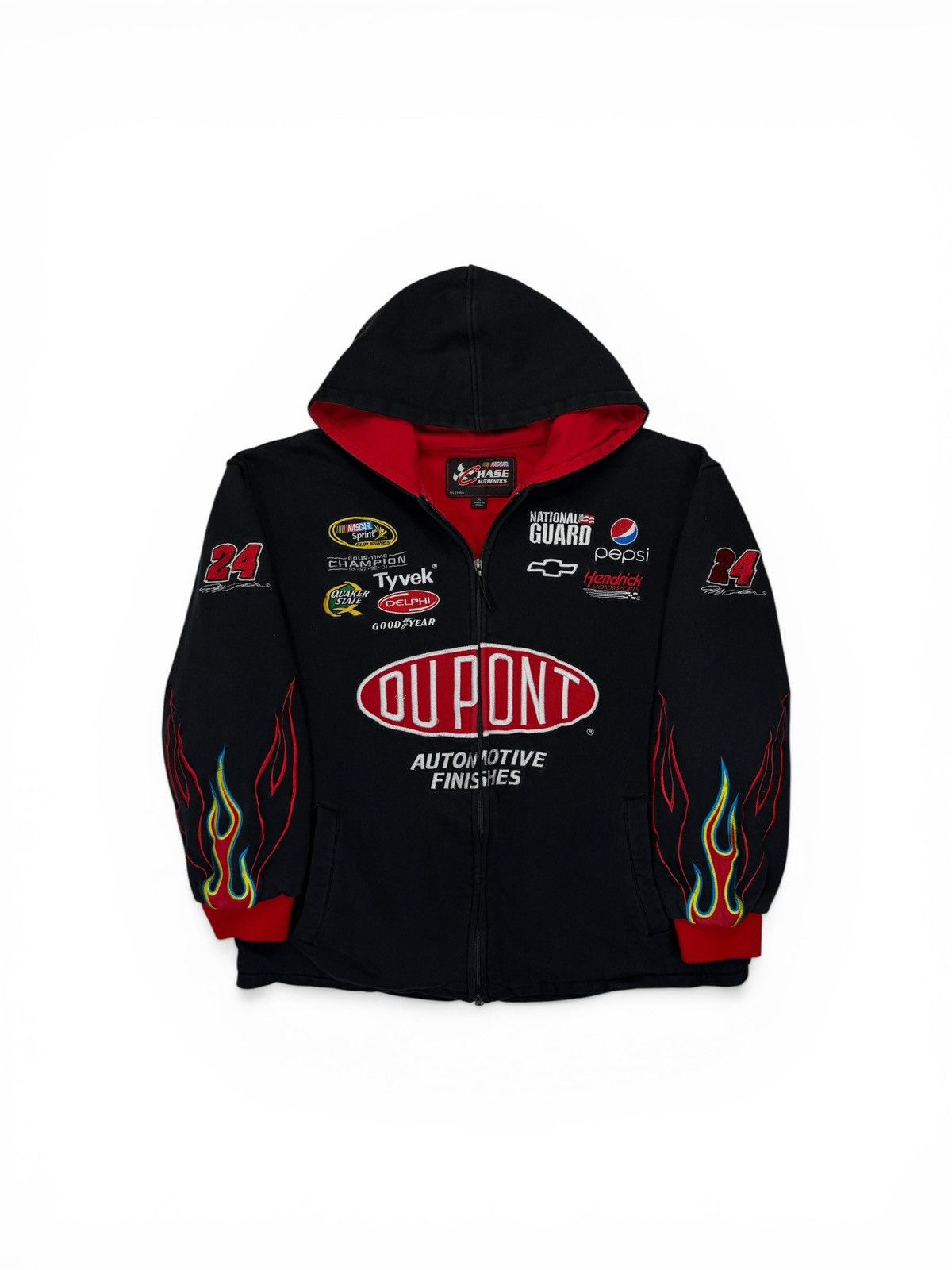 Chase Authentics Vintage Nascar DuPont Flame Zip Up Hoodie Size US XL / EU 56 / 4 - 1 Thumbnail