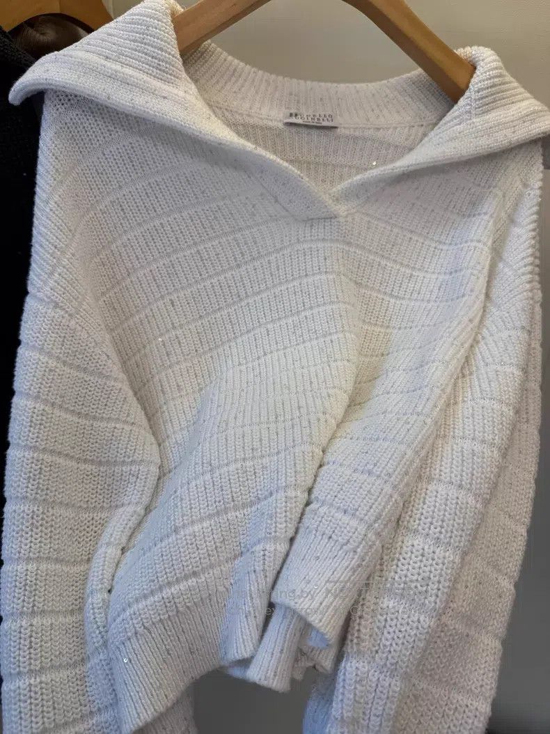 Brunello Cucinelli Brunello Cucinelli Sequined Sweater Polo Shirt Size XS / US 0-2 / IT 36-38 - 4 Thumbnail