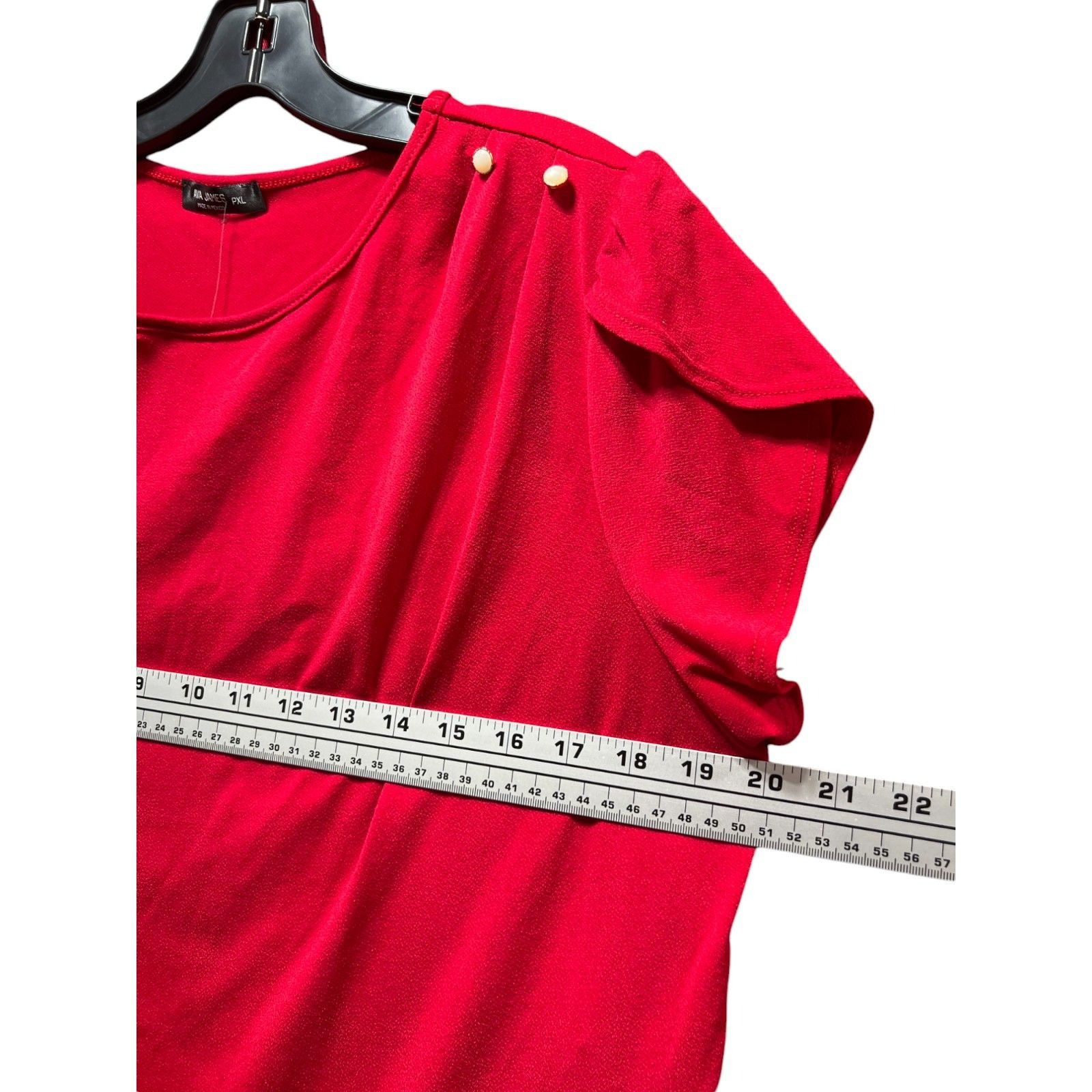 Other AVA James - Women's Short Sleeve Blouse - Red - PXL Size ONE SIZE - 3 Thumbnail