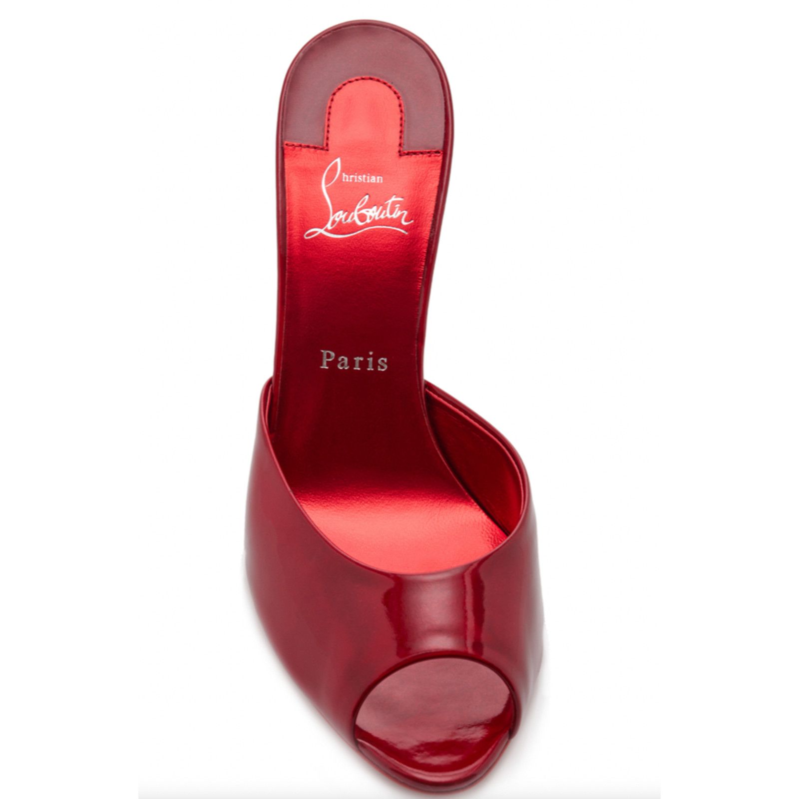 Christian Louboutin Me Dolly 85 Red Patent Backless Sandal Mule Heel Pump 37.5 Size US 7.5 / IT 37.5 - 6 Thumbnail