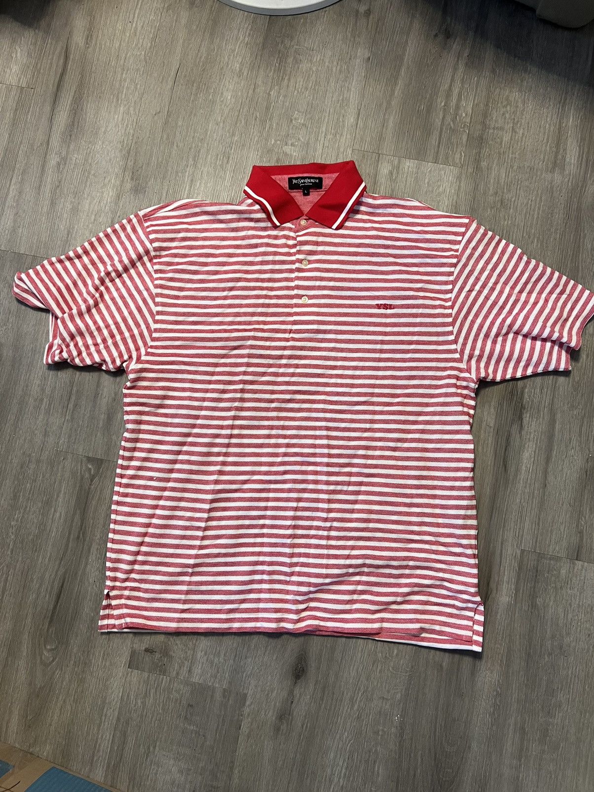Yves Saint Laurent Vintage Red Striped YSL polo Size US L / EU 52-54 / 3 - 2 Thumbnail