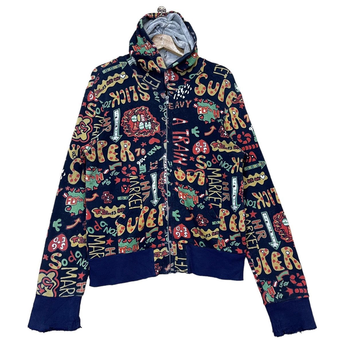Japanese Brand × Vintage Vintage 90’s Super Slick Art Design Zipper Hoodie Size US M / EU 48-50 / 2 - 1 Thumbnail