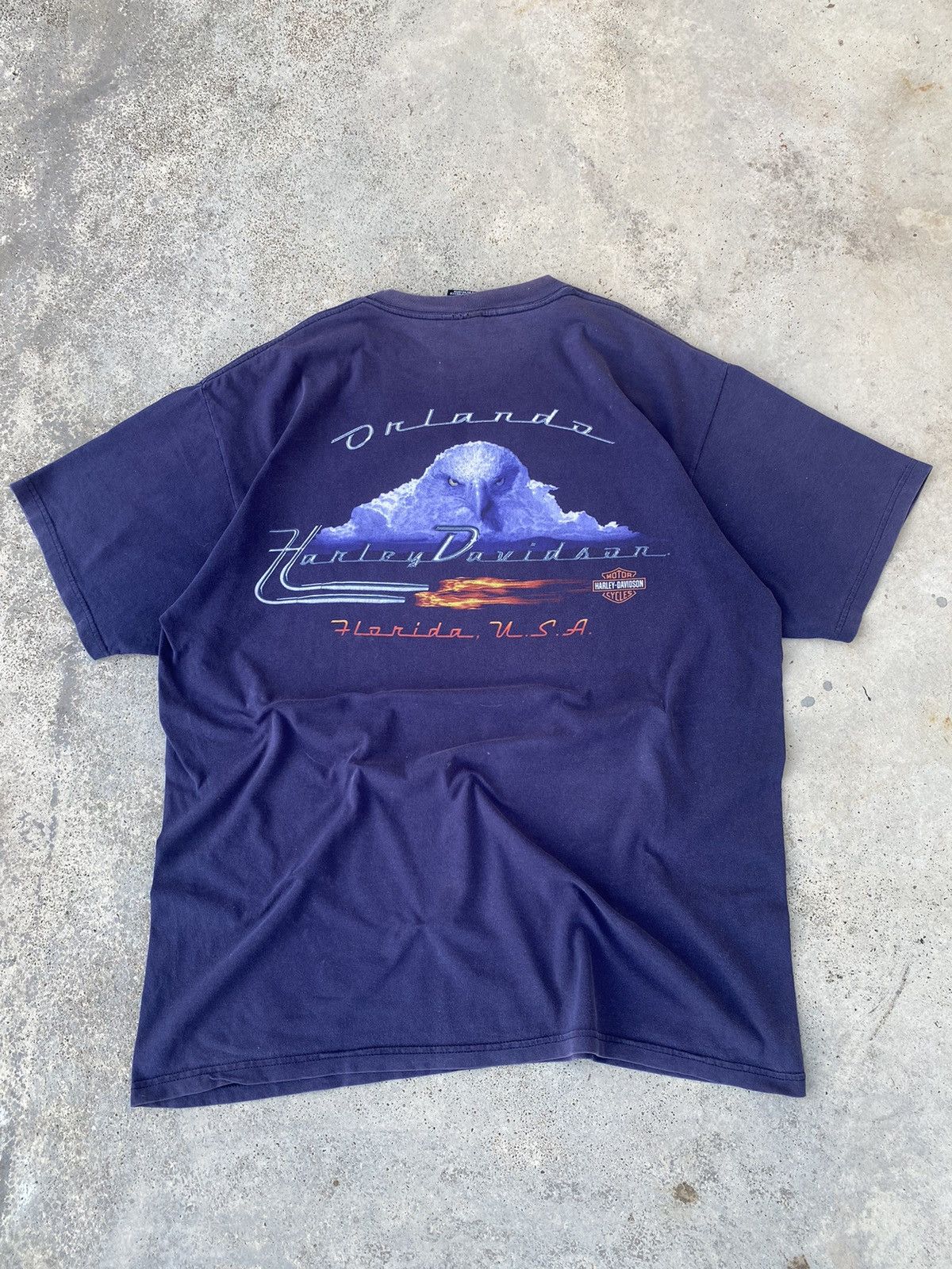 Harley Davidson Faded Harley Davidson Flamed Eagle Tshirt Size US L / EU 52-54 / 3 - 4 Thumbnail
