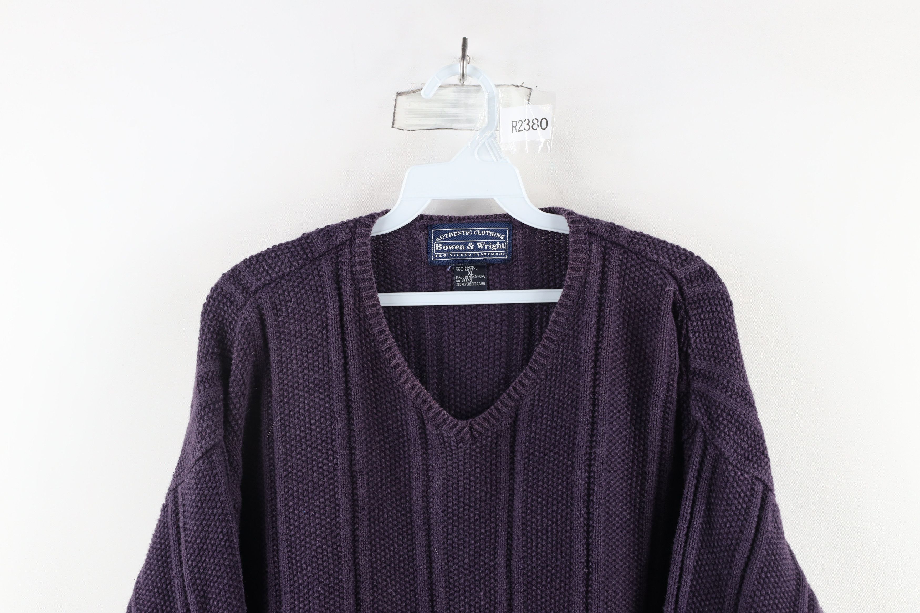 Vintage Vintage 90s Streetwear Thermal Ribbed Knit Sweater Purple Size US XL / EU 56 / 4 - 2 Thumbnail