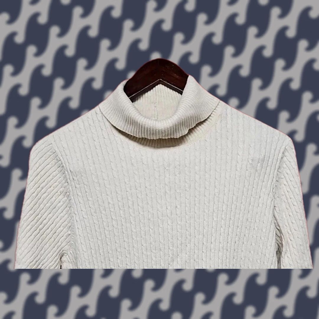 Vintage JEANNE PIERRE Cream Cable Knit Turtleneck Sweater 1X Women Classic Pullover Knit Size XL / US 12-14 / IT 48-50 - 1 Thumbnail