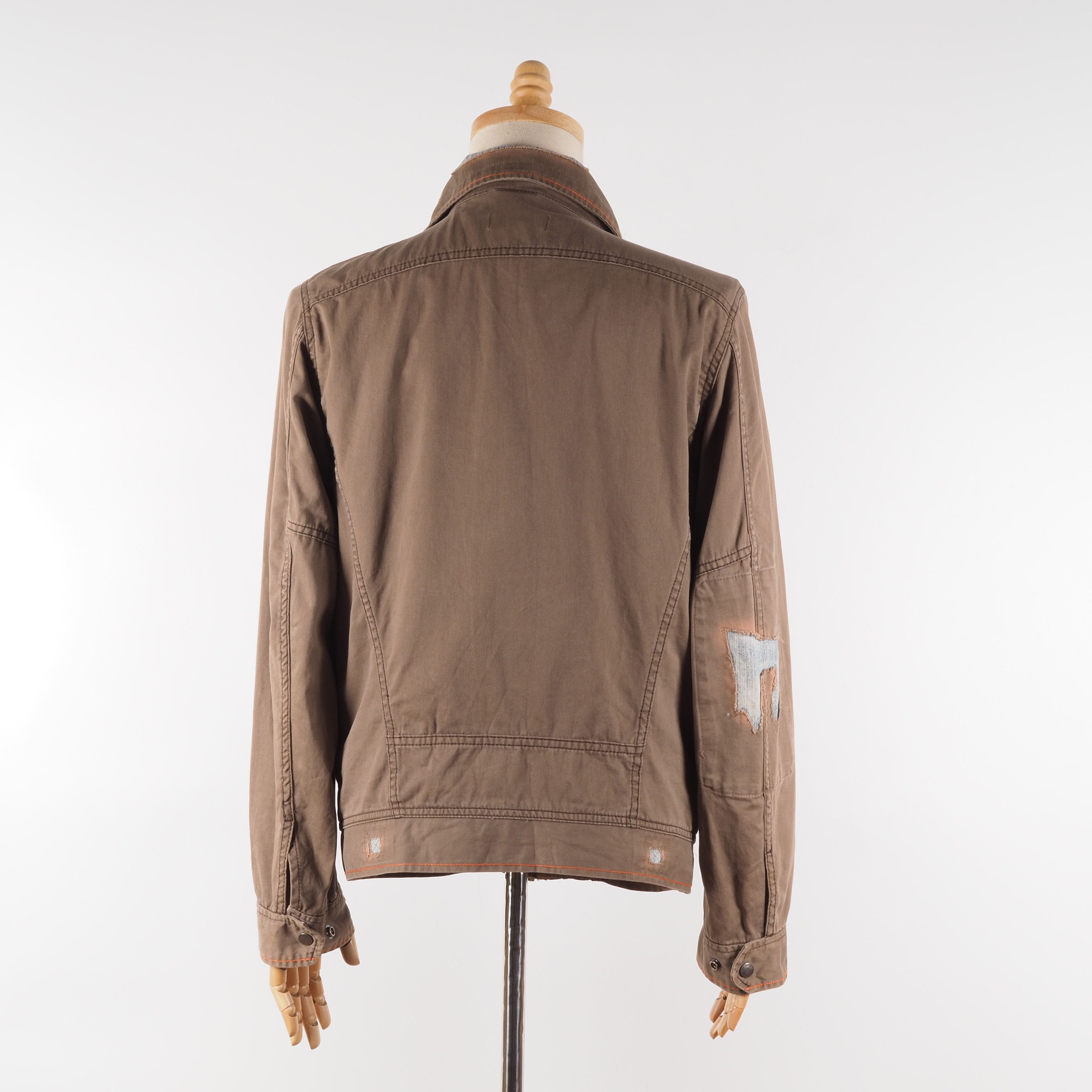 DIESEL Men's Vintage Distress Denim Trims Brown Zip Jacket