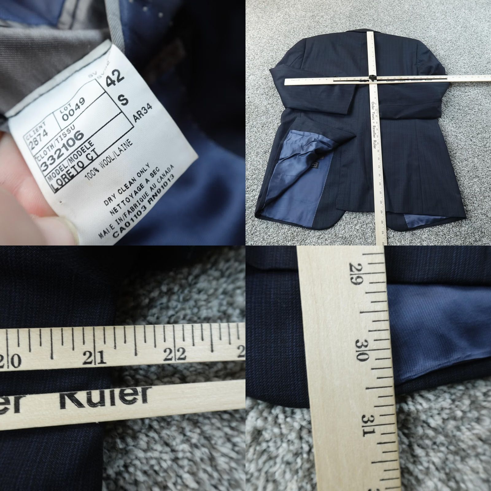 Jack Victor VINTAGE Jack Victor Blazer Mens 42 Navy Blue Stripe Wool Sport Coat Jacket Canada Size 42R - 8 Thumbnail
