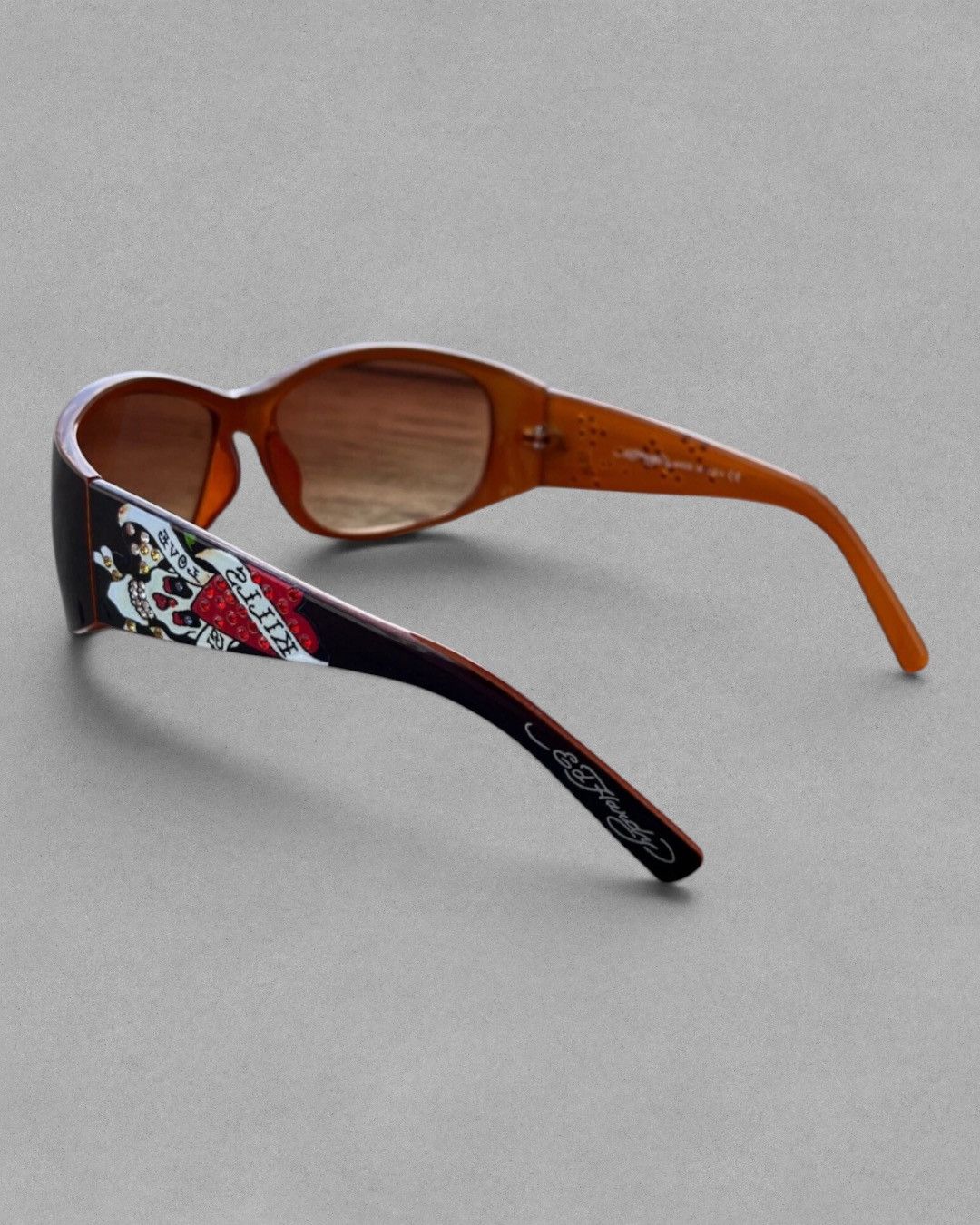 Ed Hardy Rare Y2K ED HARDY “LOVE KILLS” Beaded Skull Glasses Size ONE SIZE - 10 Thumbnail