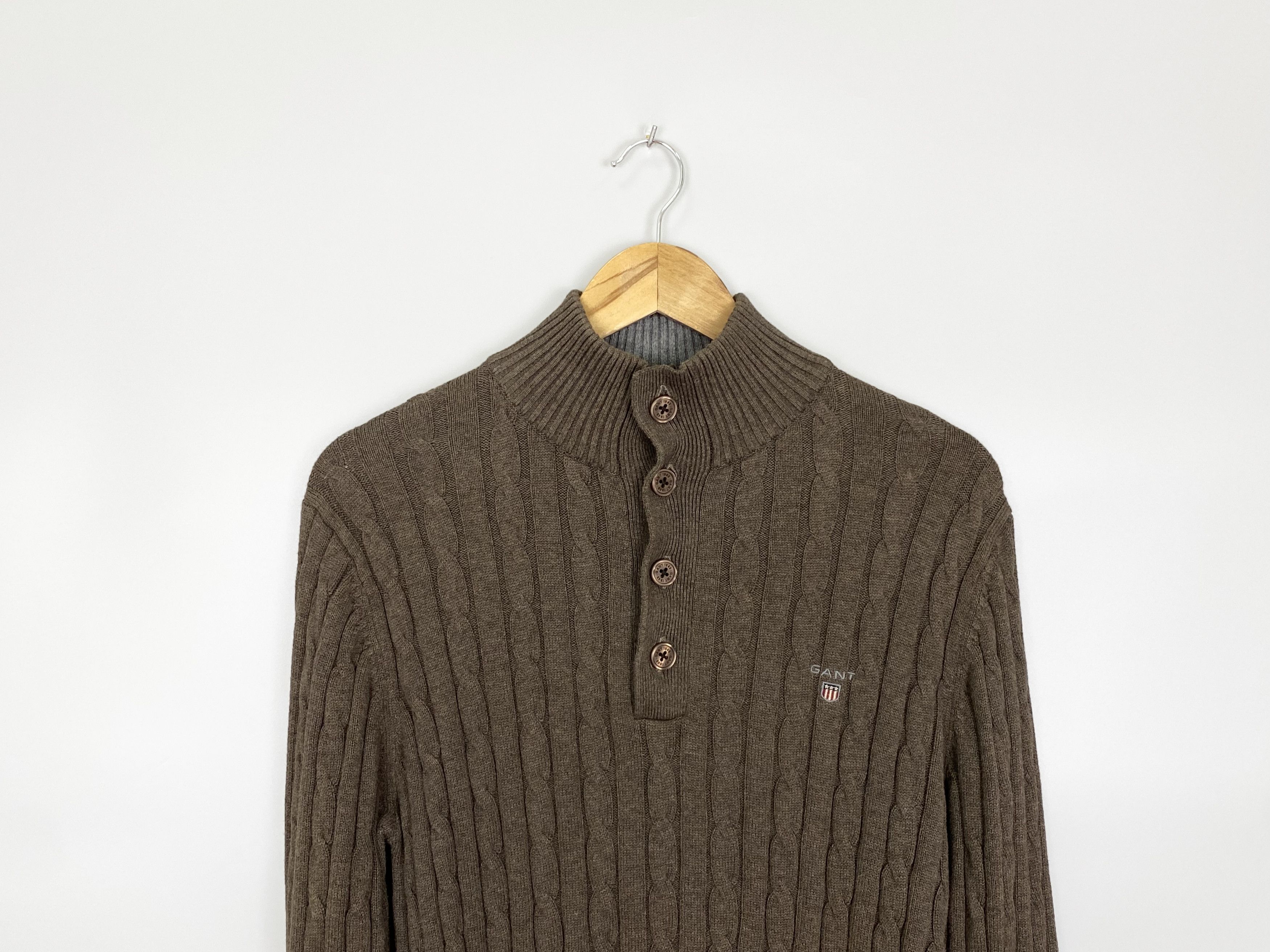 Gant GANT Knitted Button Ups Brown Sweater Size US M / EU 48-50 / 2 - 2 Thumbnail