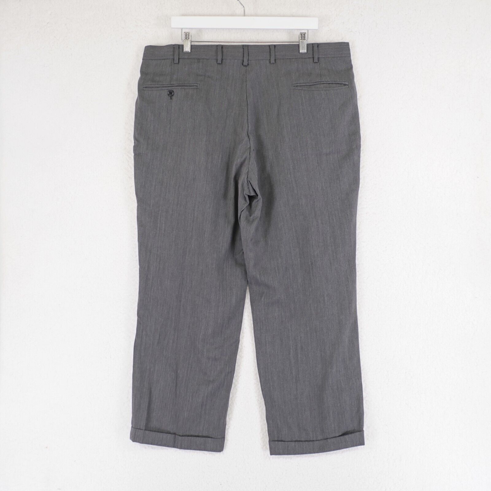 Jos. A. Bank Jos A Bank Wool Gray Herringbone Pleated Cuffed Mid Rise Dre Size 40S - 4 Thumbnail