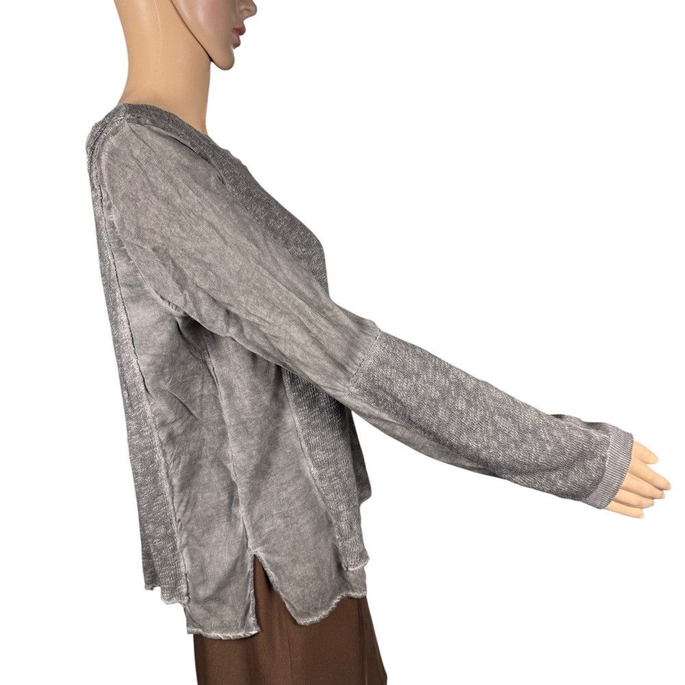 Other Tina + Jo MIxed Media Long Sleeve Grey Cotton Rayon Sweater Size M / US 6-8 / IT 42-44 - 3 Thumbnail