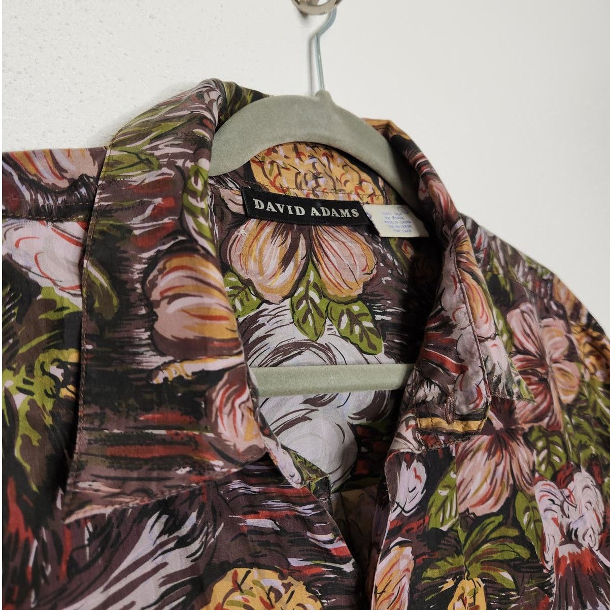 Vintage Vintage Silk David Adams All Over Nature Earth Button Size US L / EU 52-54 / 3 - 2 Thumbnail