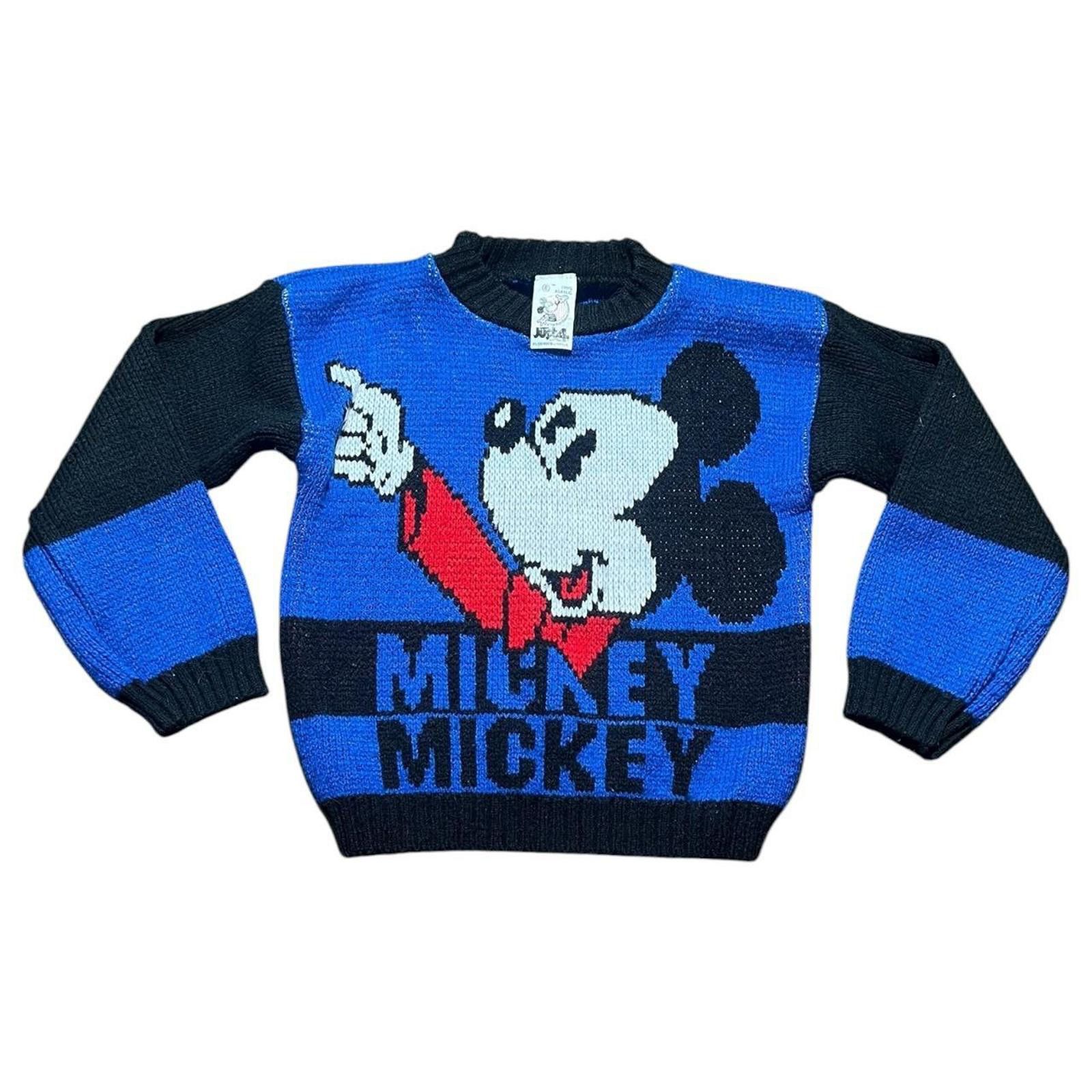 Disney Vintage Mickey Mouse Disney Black/Blue Striped Sweater Size US XXS / EU 40 - 1 Thumbnail