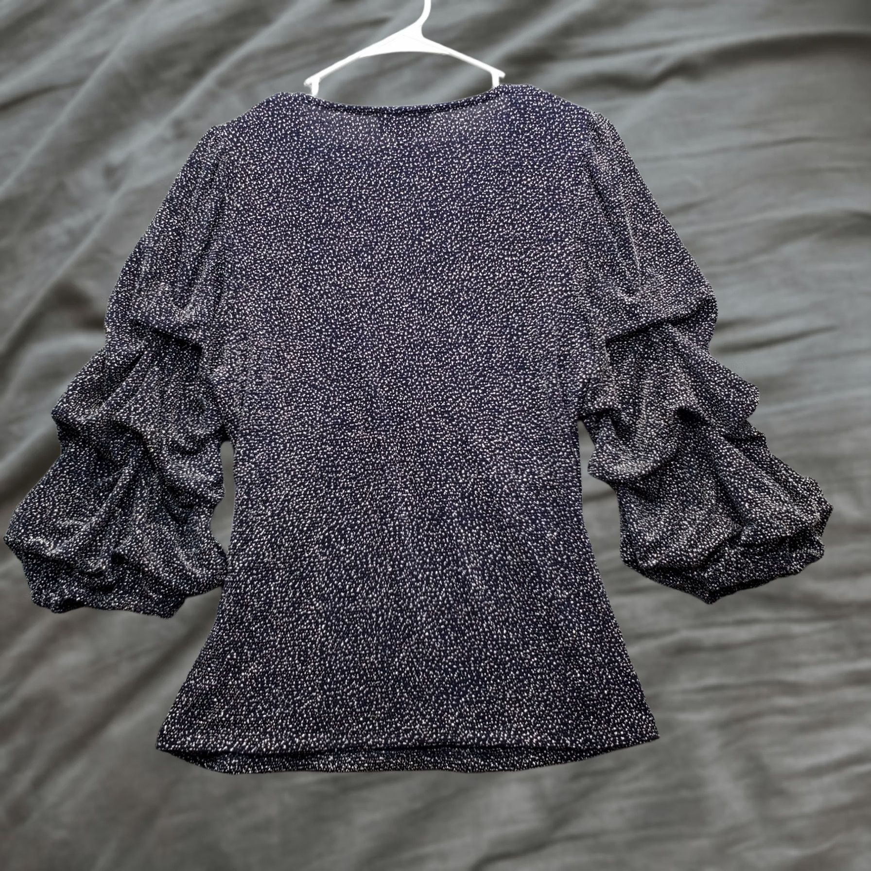 Vintage MSK Blouse Womens Medium Multi Metallic Pleated Fitted Sleeve Wrap V Neck Size M / US 6-8 / IT 42-44 - 1 Thumbnail