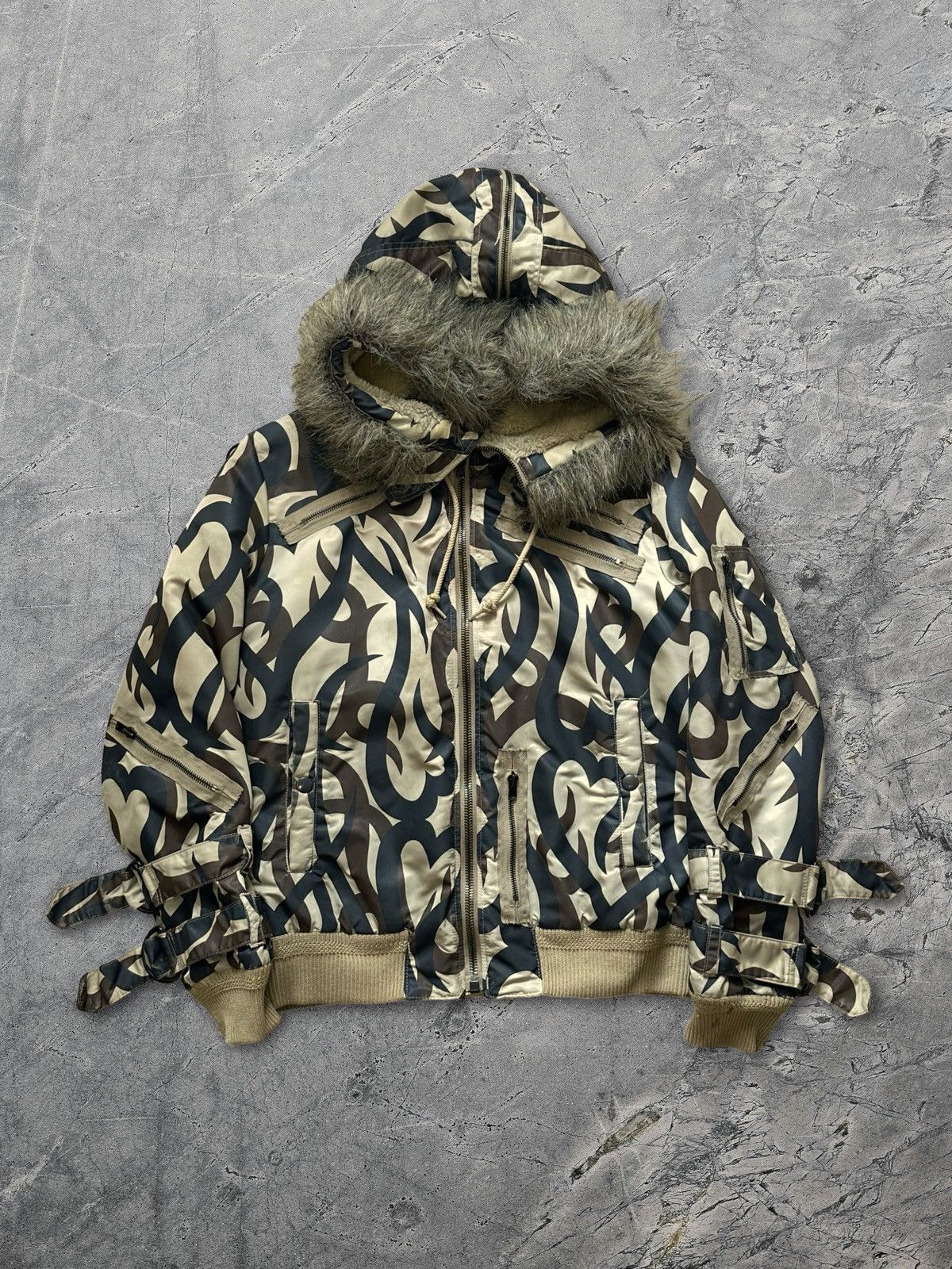 image of Number N Ine Number (N)Ine Aw04 Tribal Fur Bomber in Camo, Men's (Size Medium)