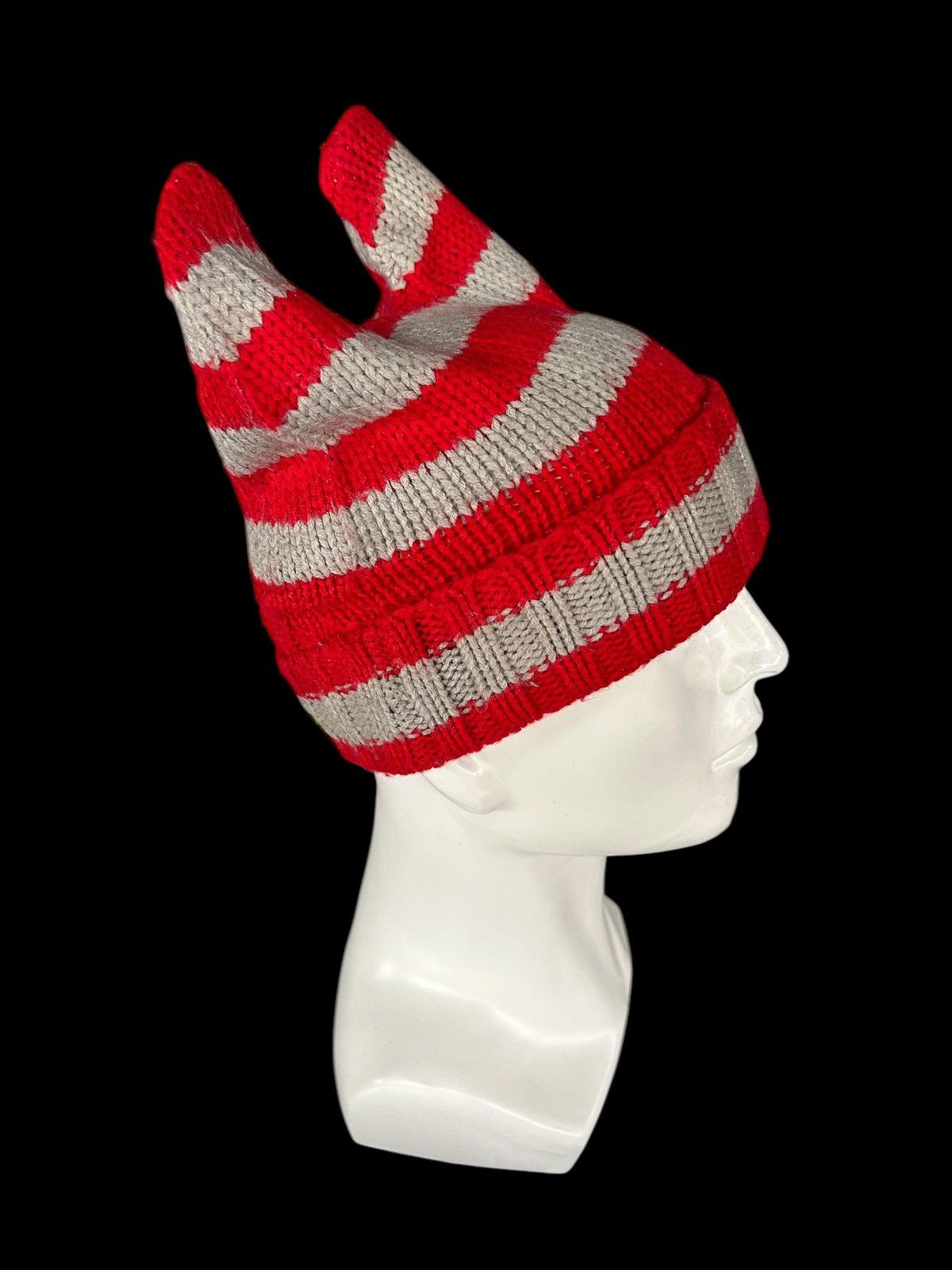 Japanese Brand × Kapital × Vintage Horn Devil Stripe Knitted Beanie Hats Rare ☠️☠️ Size ONE SIZE - 2 Thumbnail