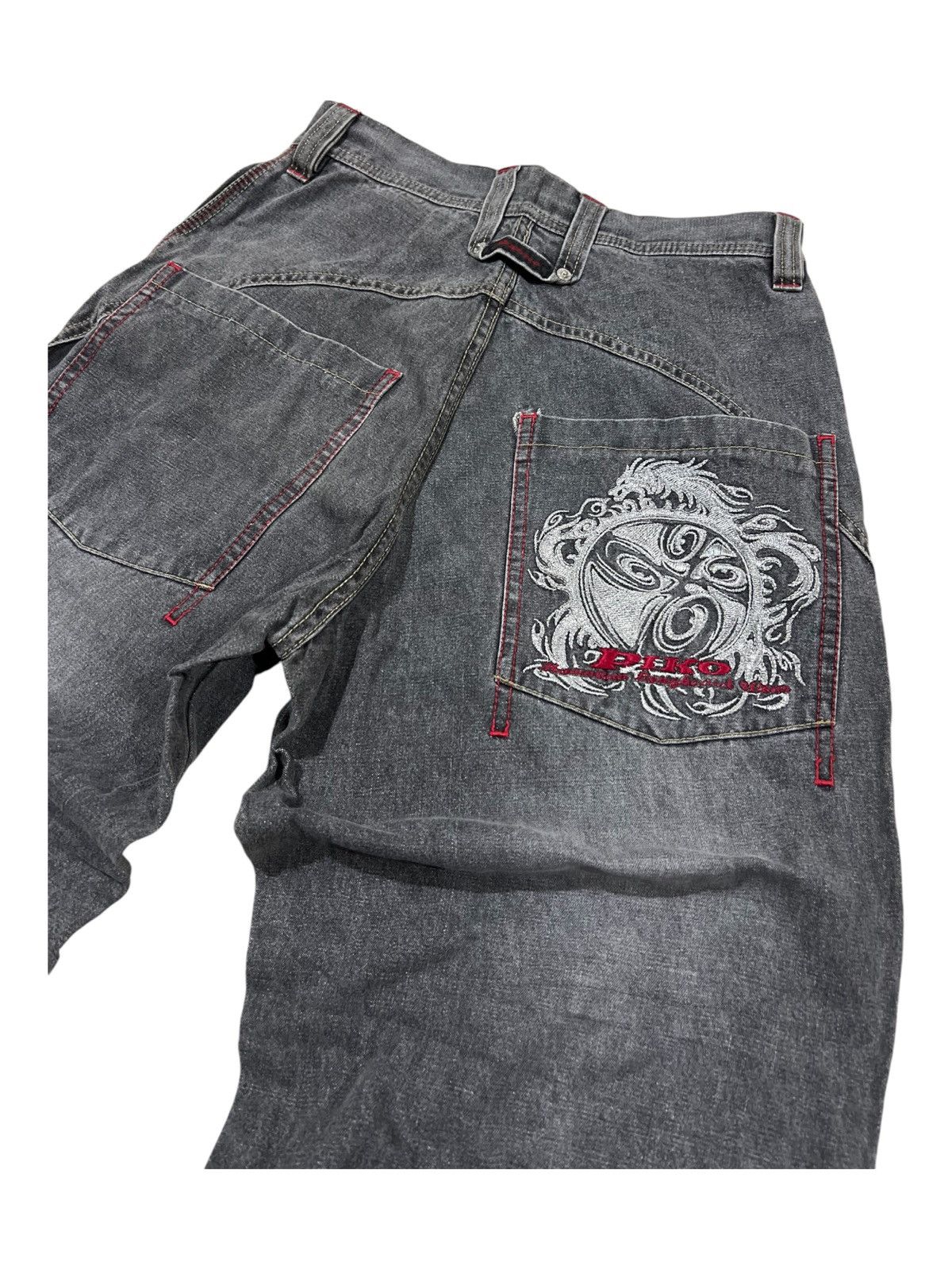 Ed Hardy Y2K Piko Big Pockets Embroidery Baggy Oversize Painter Jeans Size US 27 - 1 Thumbnail