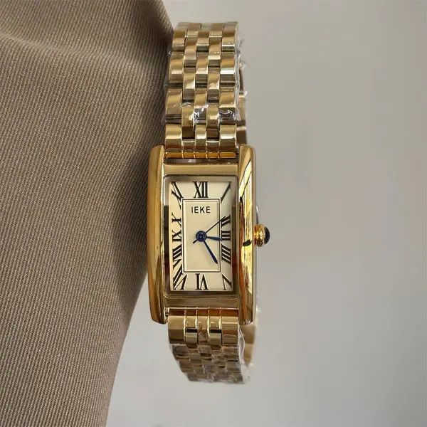Jewelry Rectangular Face Wristwatch, Classic Gold Watch Size ONE SIZE - 3 Thumbnail