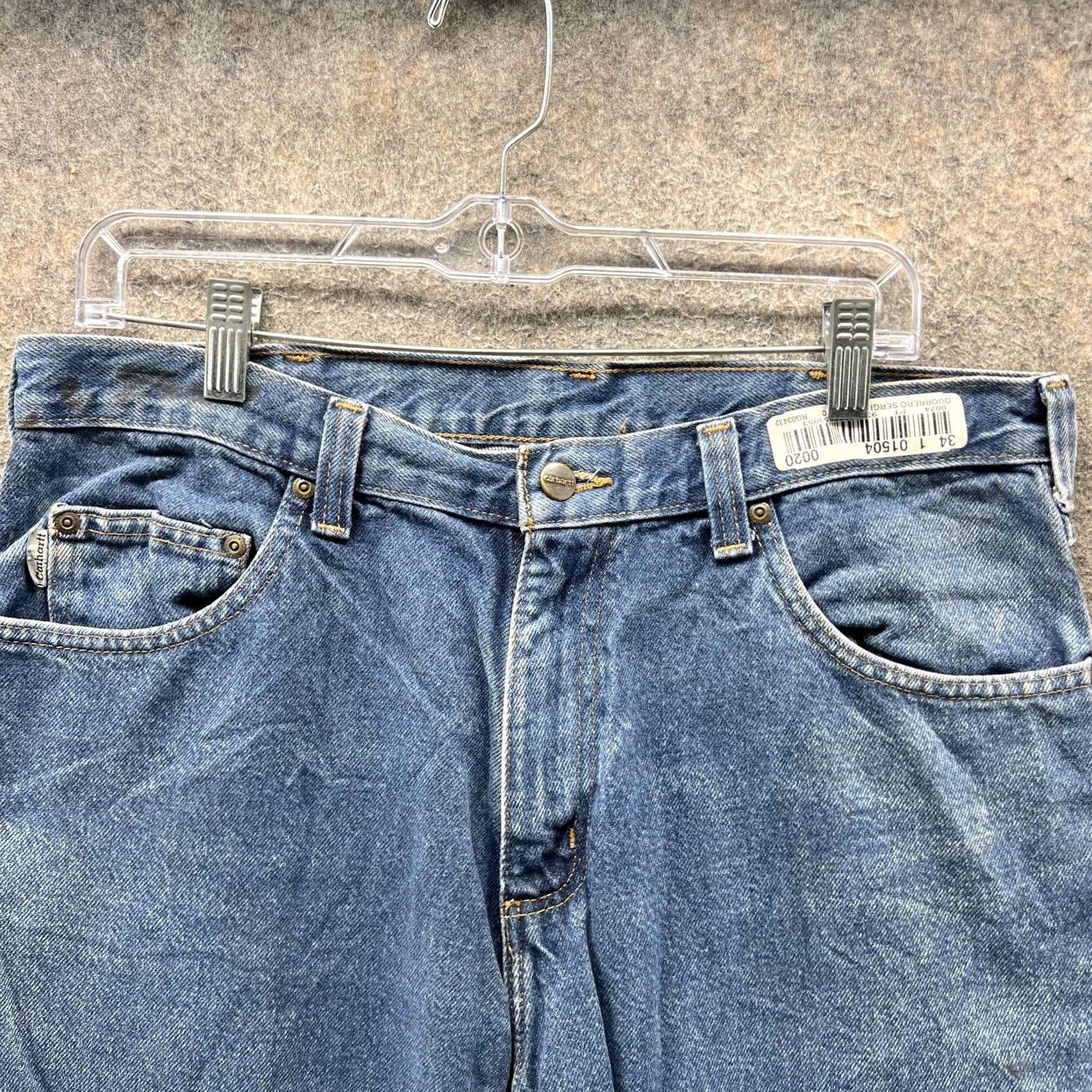 Carhartt VINTAGE Carhartt Jeans Mens 34x32 Blue Relaxed Straight Leg Denim Workwear Y2K Size US 34 / EU 50 - 4 Thumbnail