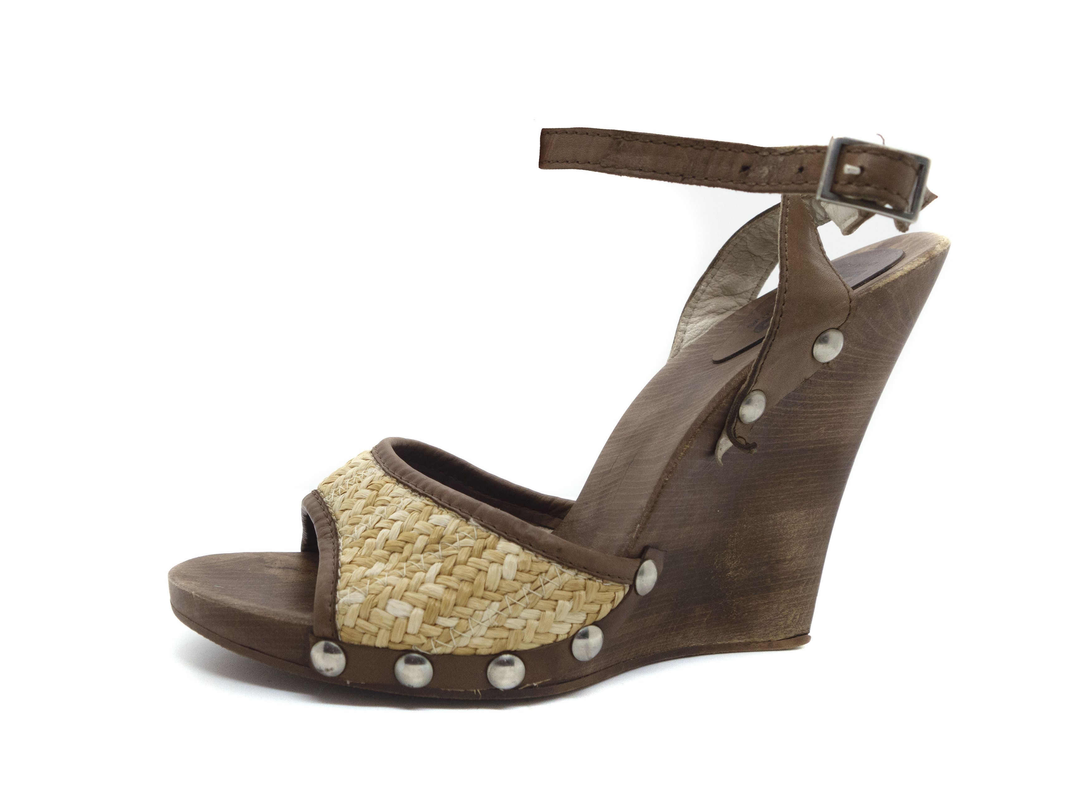 Dolce & Gabbana 00S Wood Studded Platform Sandals Vintage Size US 9 / IT 39 - 1 Thumbnail