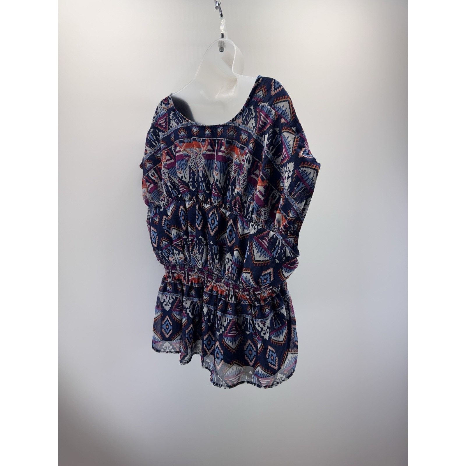 Old Navy Old Navy Top Blue V-Neck Blouse Smocked Waist Women’s 2X Size XXL / US 16-18 / IT 52-54 - 3 Thumbnail