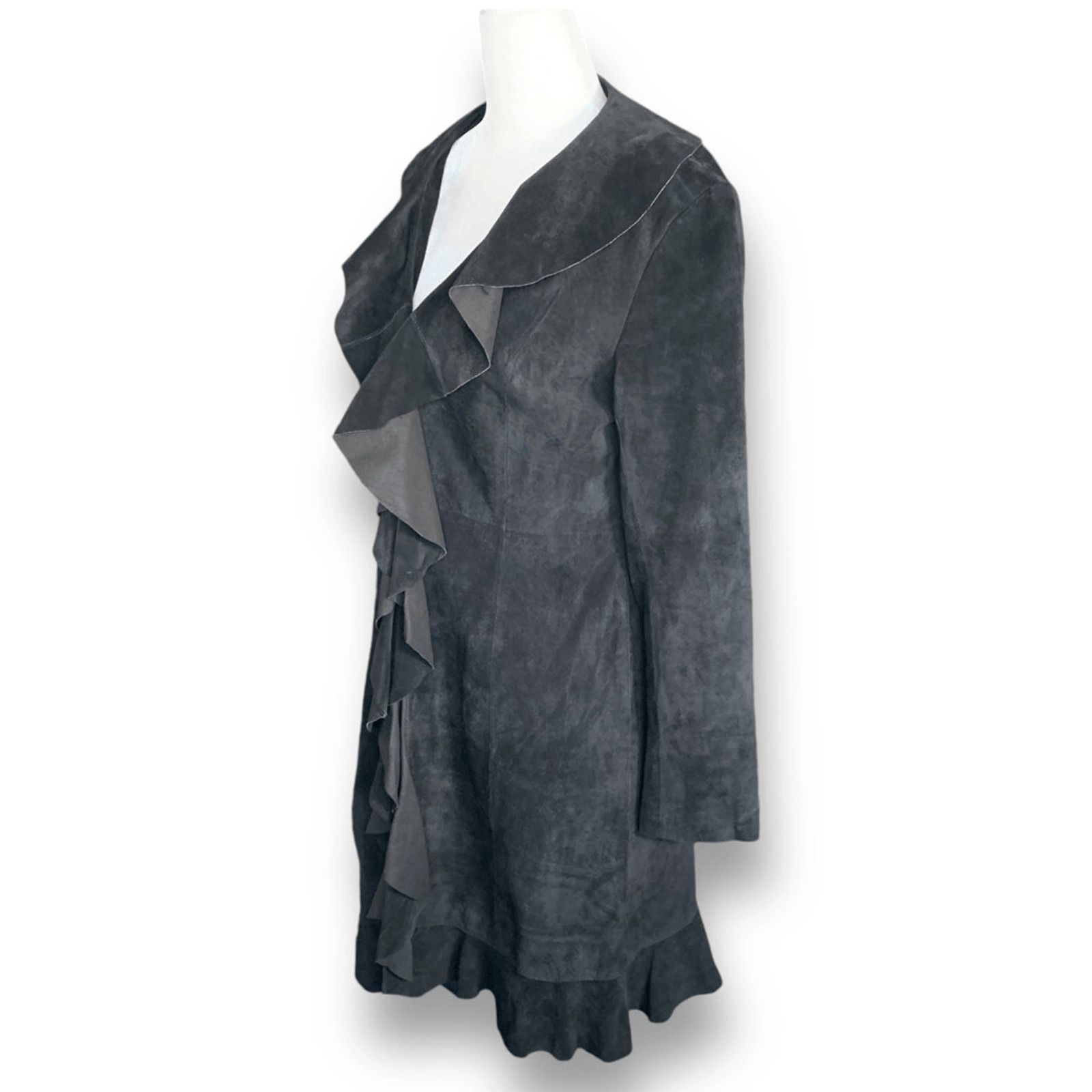Scully Vintage Scully Black Suede Leather Ruffle Coat Jacket Small Size S / US 4 / IT 40 - 7 Thumbnail