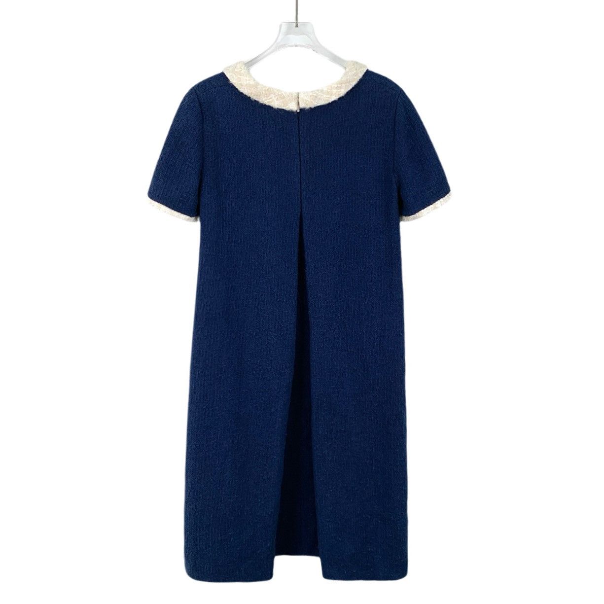 Gucci Gucci navy blue cotton babydoll collar bow woven tweed dress Size S / US 4 / IT 40 - 2 Thumbnail