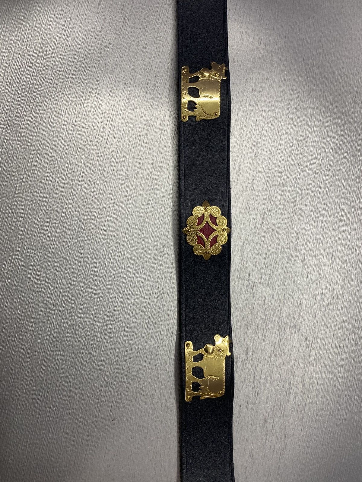 Etro × Vintage Unisex ETRO LEDER GURTEL Gold Kuh Sonne Rar Size ONE SIZE - 9 Thumbnail