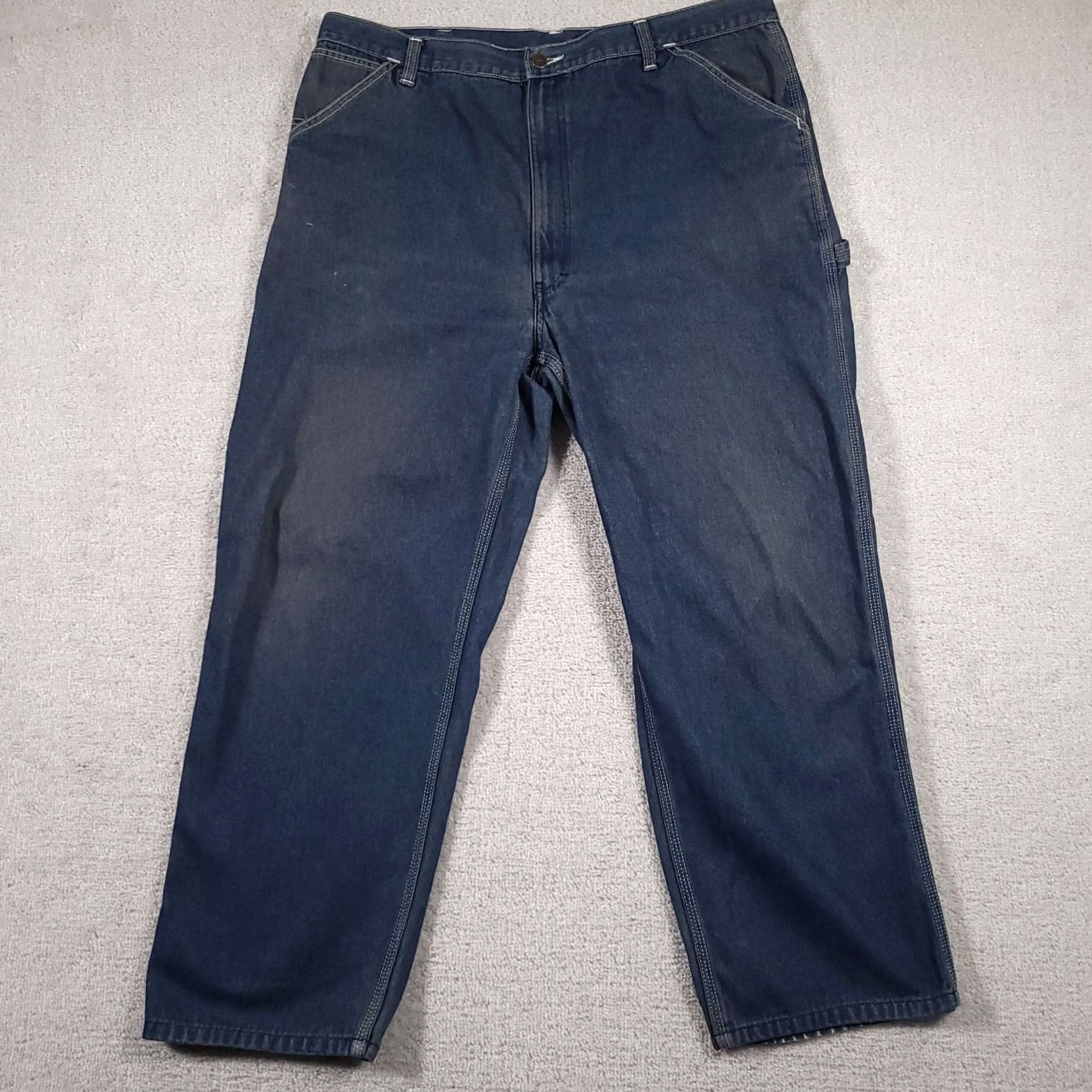 Denime VINTAGE Roebucks Carpenter Jeans Mens 42X30 Denim Dark Wash Straight 80s 40X28 Hemmed Mens Size US 42 / EU 58 - 2 Thumbnail