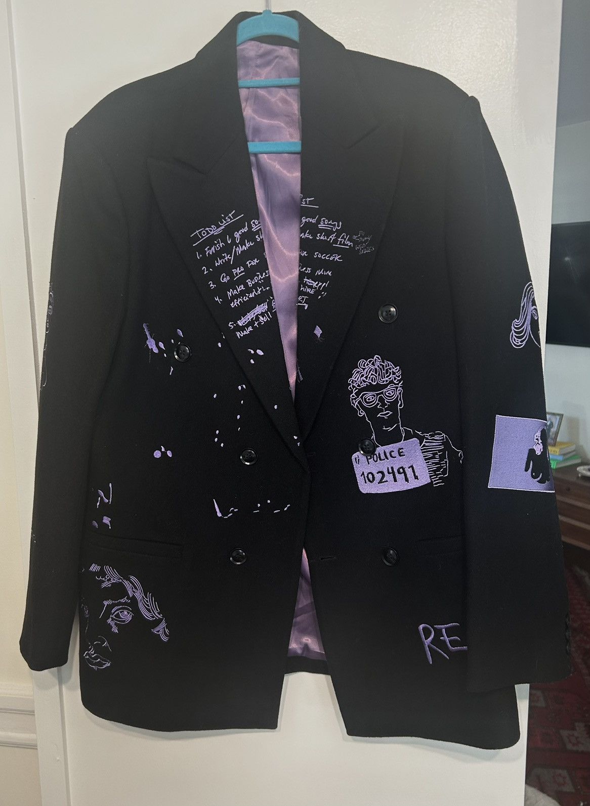 KidSuper Kidsuper Studio Double Breasted Embroidery Blazer XL Size 44R - 2 Thumbnail