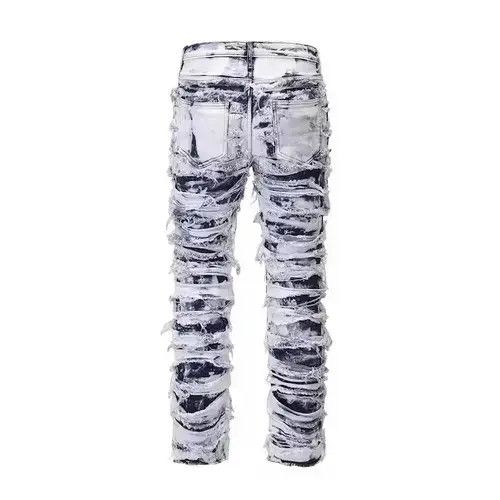 Japanese Brand Opium Distressed Baggy Stack Jeans Size US 34 / EU 50 - 4 Thumbnail