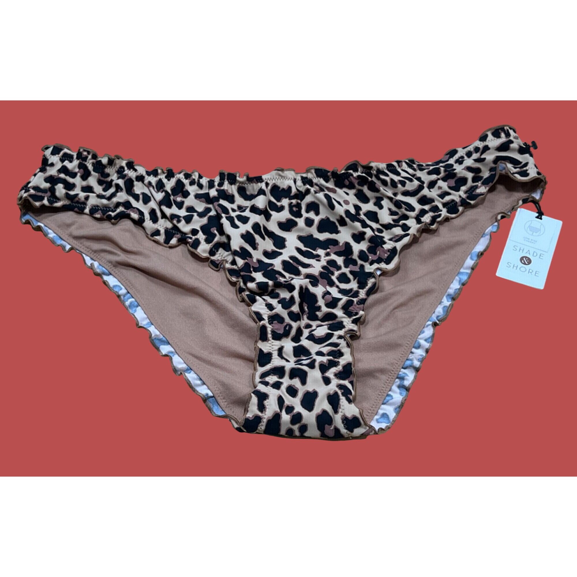 Other Shade & Shore - Women's Ruffle Cheeky Bikini Bottom-Animal P Size ONE SIZE - 3 Thumbnail