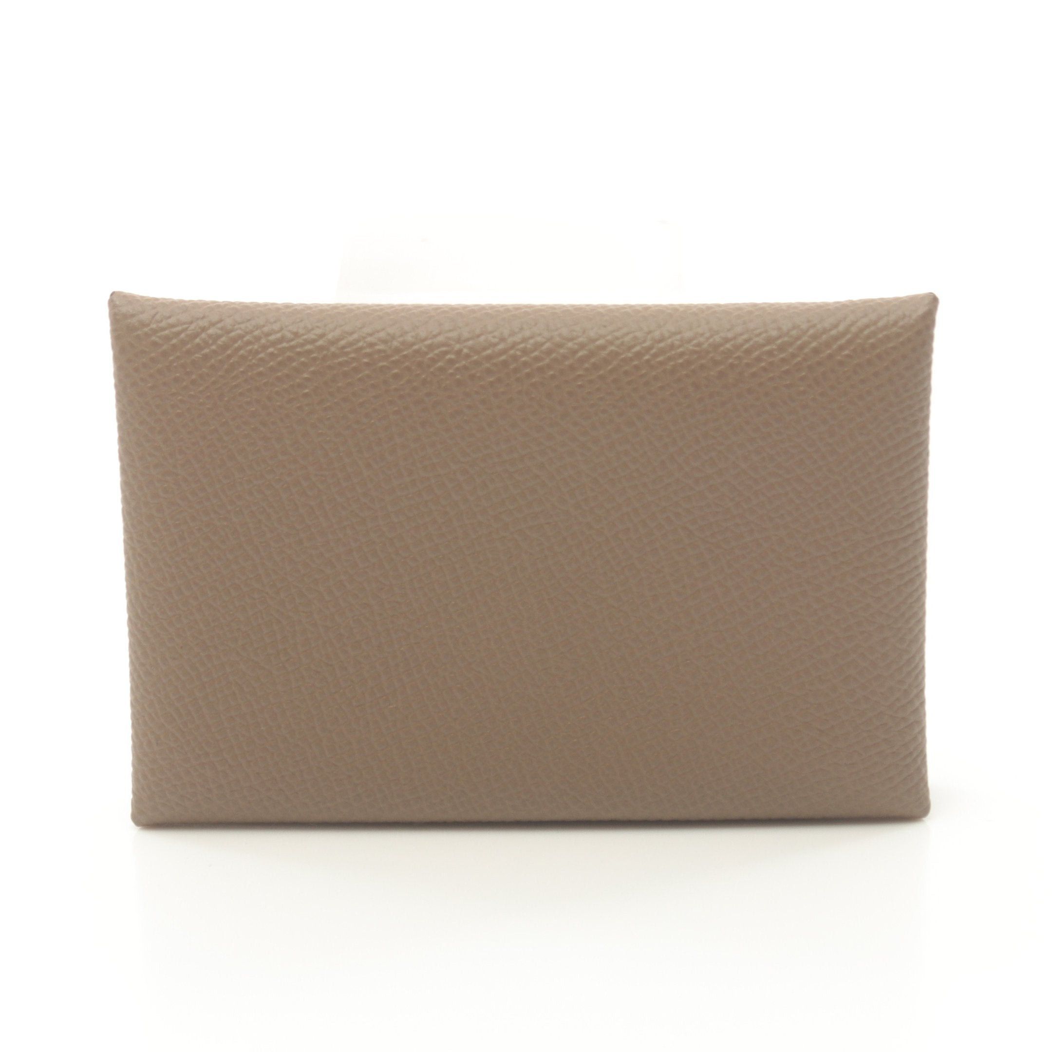 Hermes Hermes Calvi Etoupe Coin Purse Veau Epsom Gray Brown Silver Hardware Double Engraved Size ONE SIZE - 1 Thumbnail