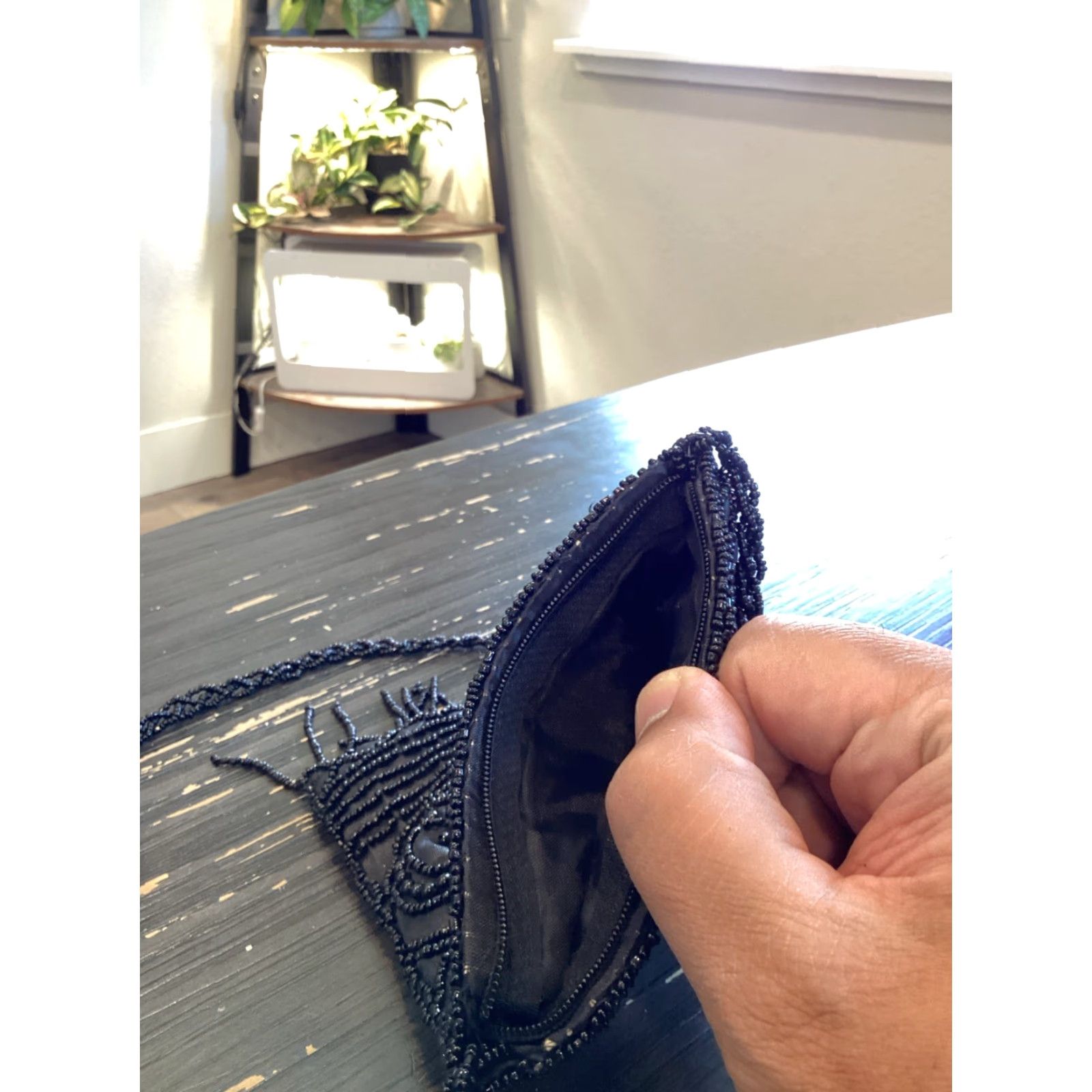 Vintage VINTAGE Beaded Crossbody Bag Shoulder Bag Women Small Black Beaded Accents 5.5-8.5” x .5-2” Bohemian Hipster Wedding Party Travel Workwear Charm Size ONE SIZE - 8 Thumbnail