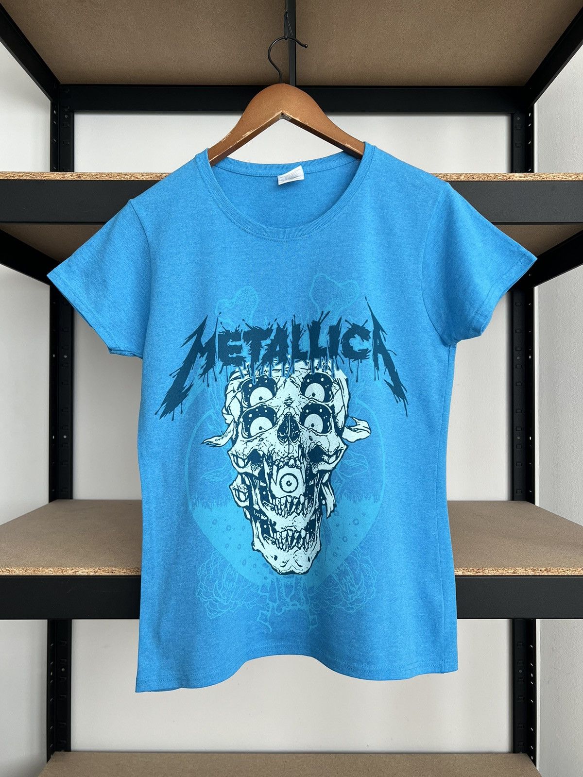 Band Tees Vintage 2010s Metallica Pushead Women Blue T-shirt Size M / US 6-8 / IT 42-44 - 1 Thumbnail