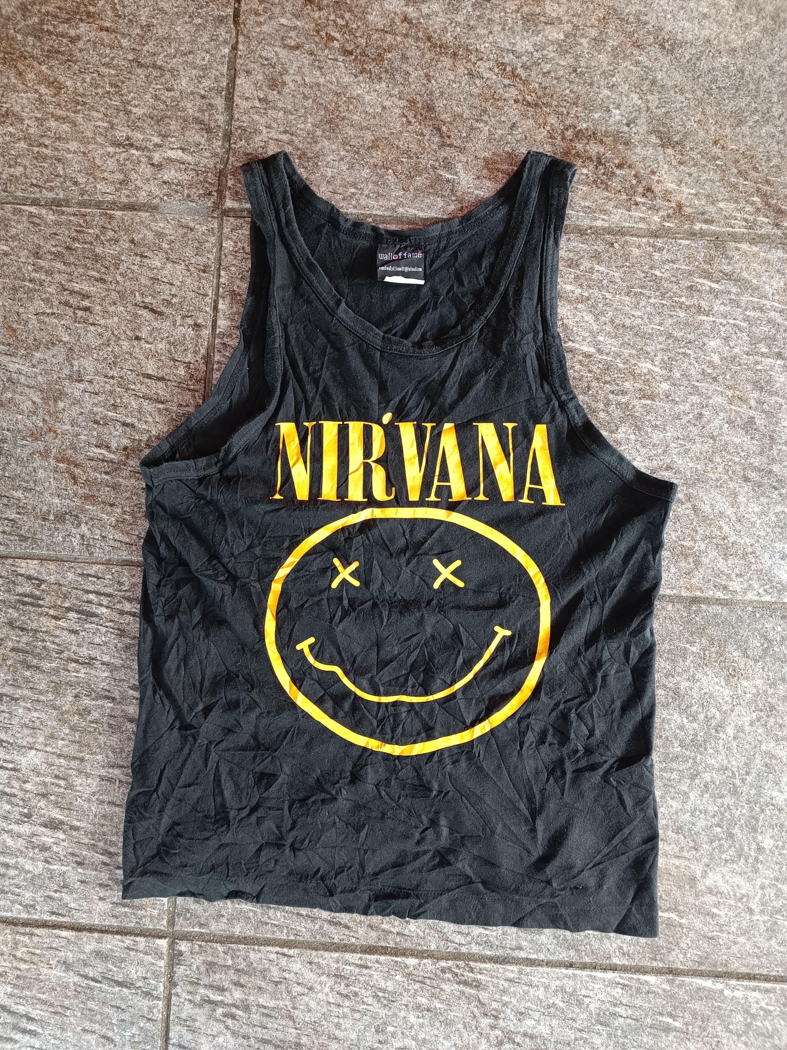 image of Kurt Cobain x Nirvana Vintage Bootleg Tank Tops Band Nirvana in Black, Men's (Size Small)