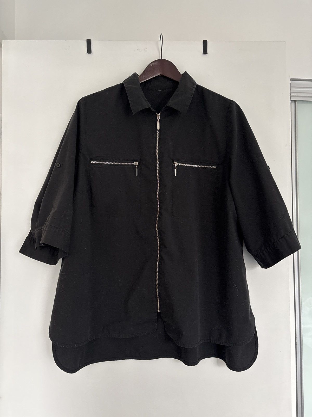 Vintage Black Zip but Collared Shirt Size US L / EU 52-54 / 3 - 1 Thumbnail