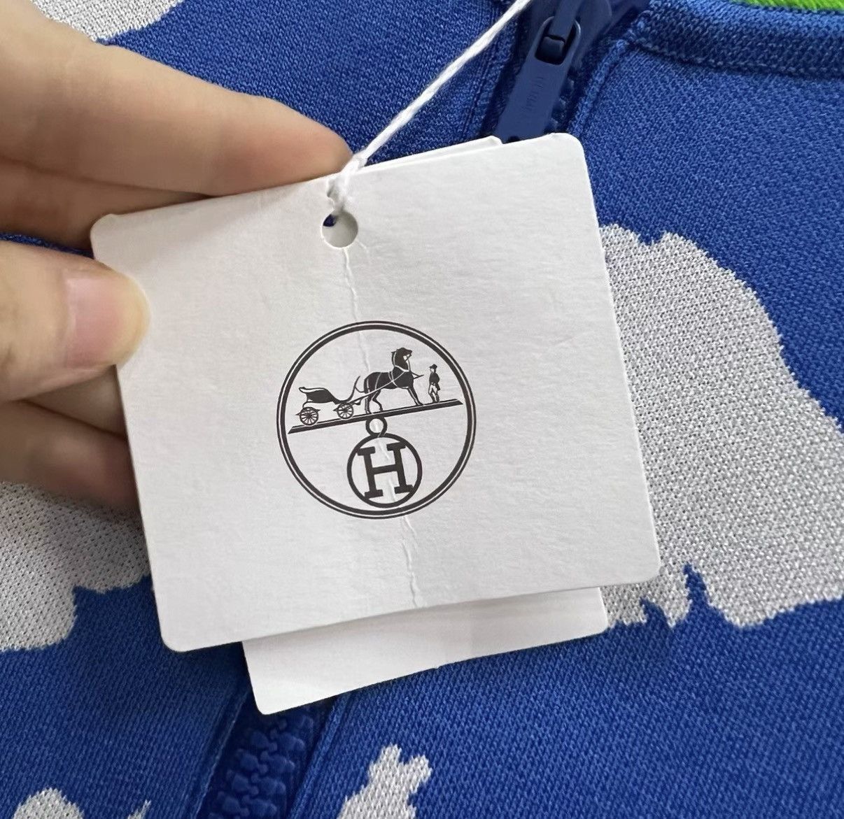 Hermes Blue White Pattern Zip-Up Light Jacket S Size US S / EU 44-46 / 1 - 3 Thumbnail