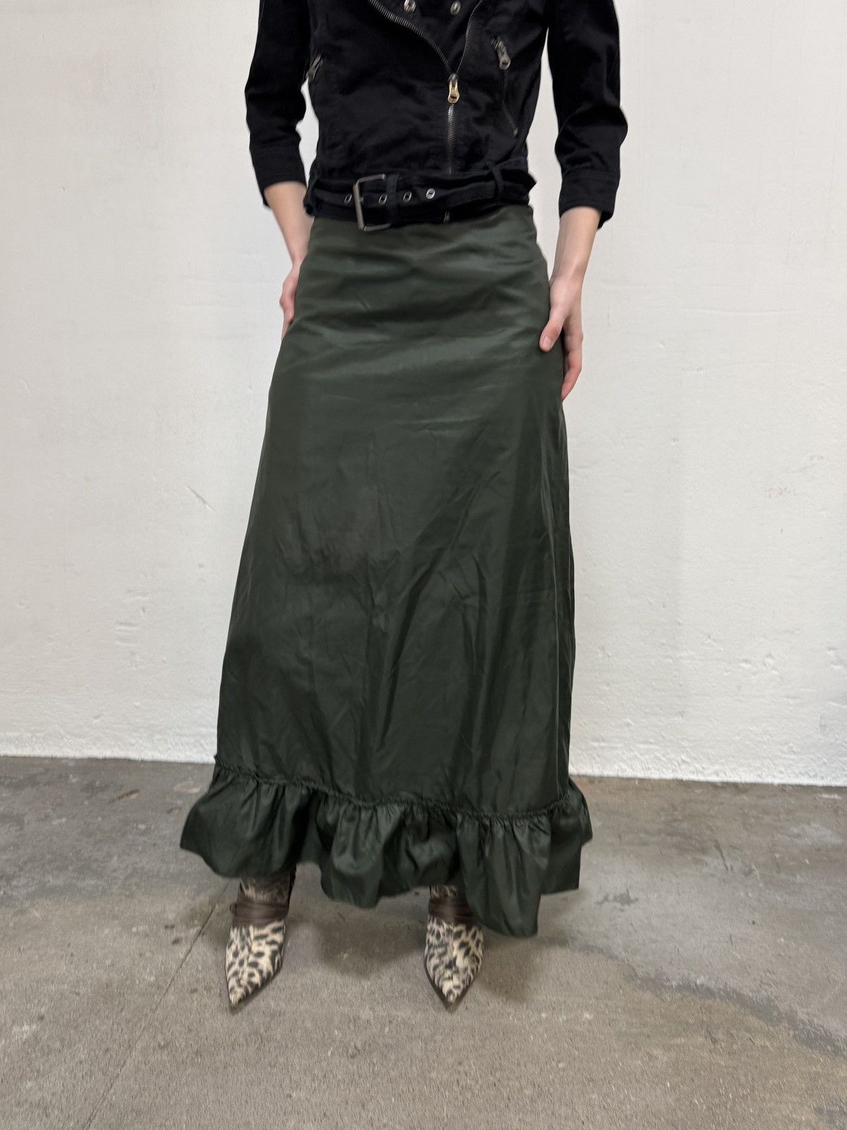 Vintage Vintage y2k Green Maxi Skirt Size 28" / US 6 / IT 42 - 1 Thumbnail