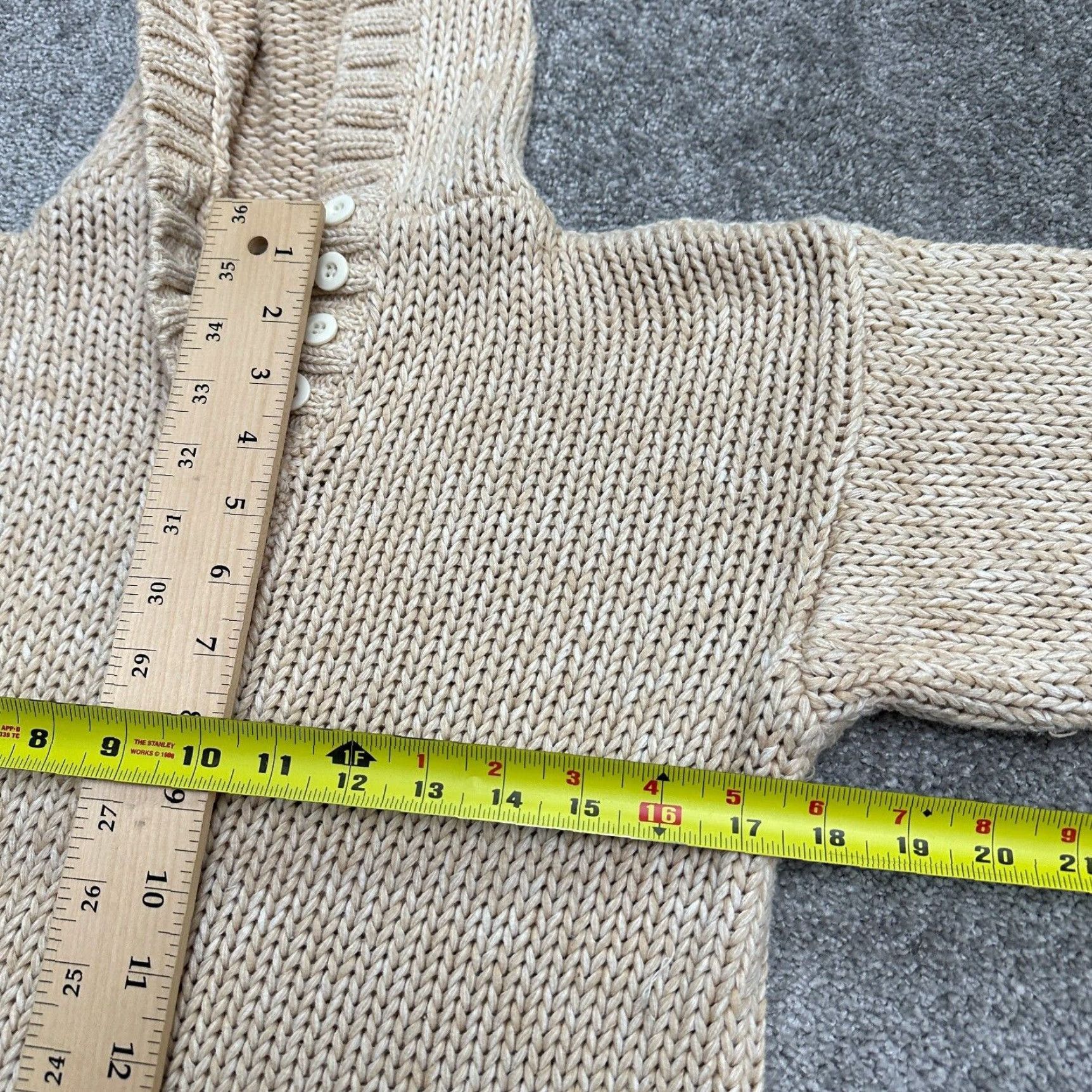 Soft Surroundings Soft Surroundings Hoodie Women Small Beige Knit Cropped Pullover Crochet Solid Designer Classic Size S / US 4 / IT 40 - 7 Thumbnail