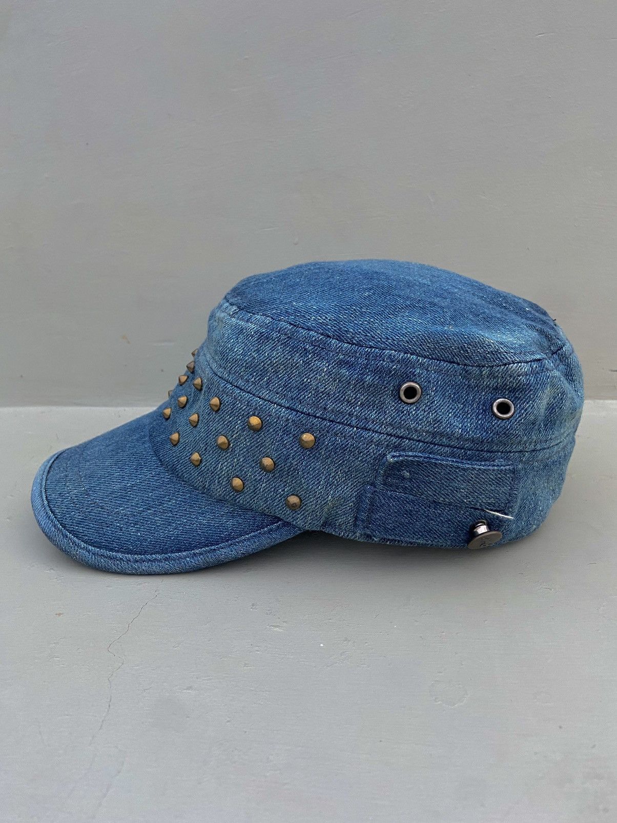Le Grande Bleu (L.G.B.) 2000s leshop punk studded button denim patrol hat Size ONE SIZE - 4 Thumbnail