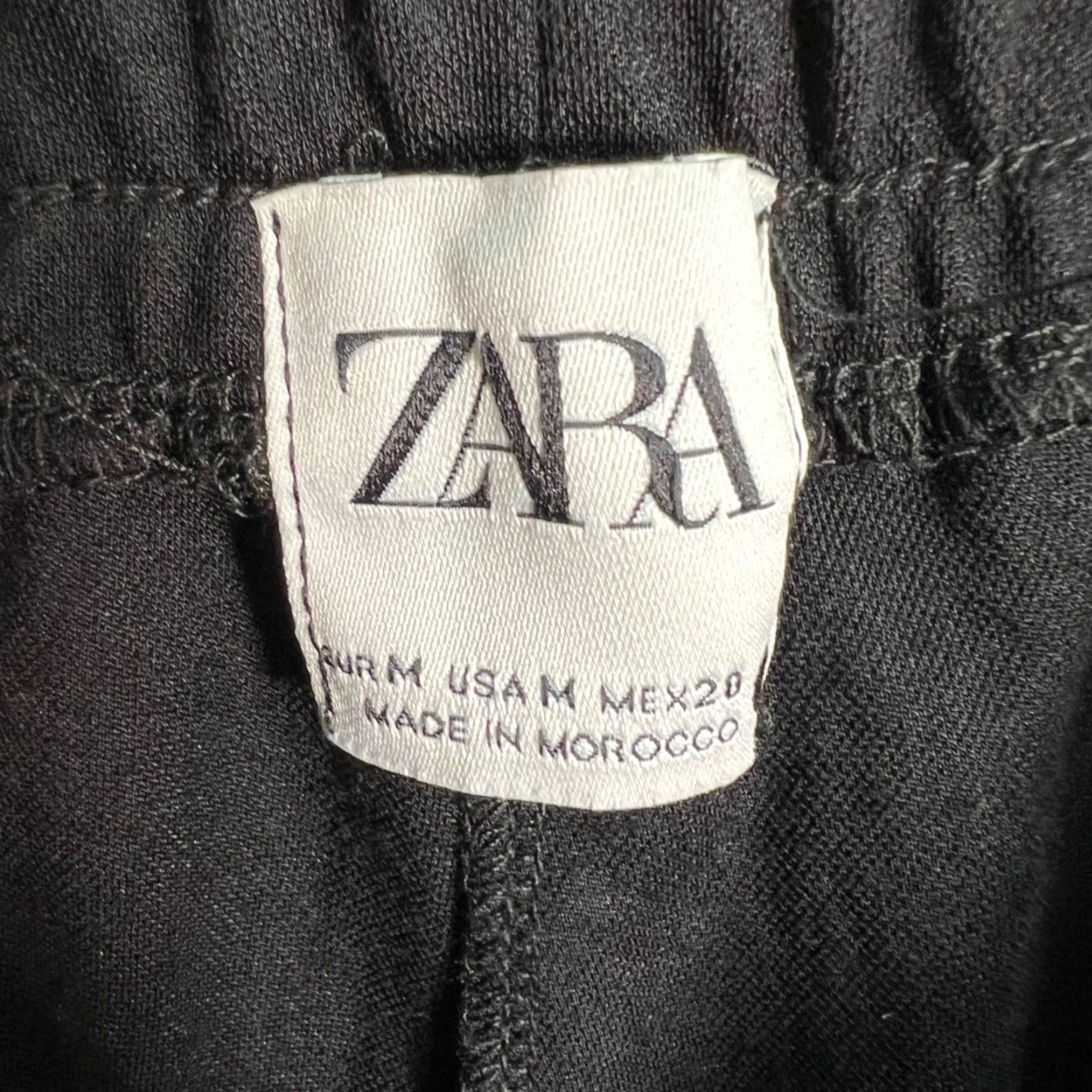 Zara Zara Black Relaxed Fit Jogger Pants Womens M Inseam 26 in Elastic Cuffs Tapered Front Flat Front Polyamide Viscose Polyester Size 32" / US 10 / IT 46 - 3 Thumbnail