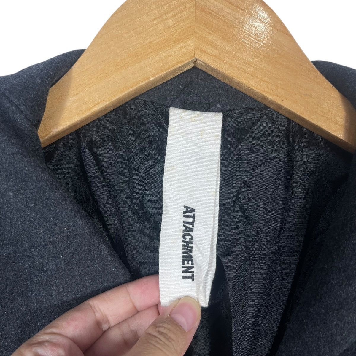 Attachment Attachment Wool Blend Hidden Button Coat Charcoal Grey Size US L / EU 52-54 / 3 - 3 Thumbnail